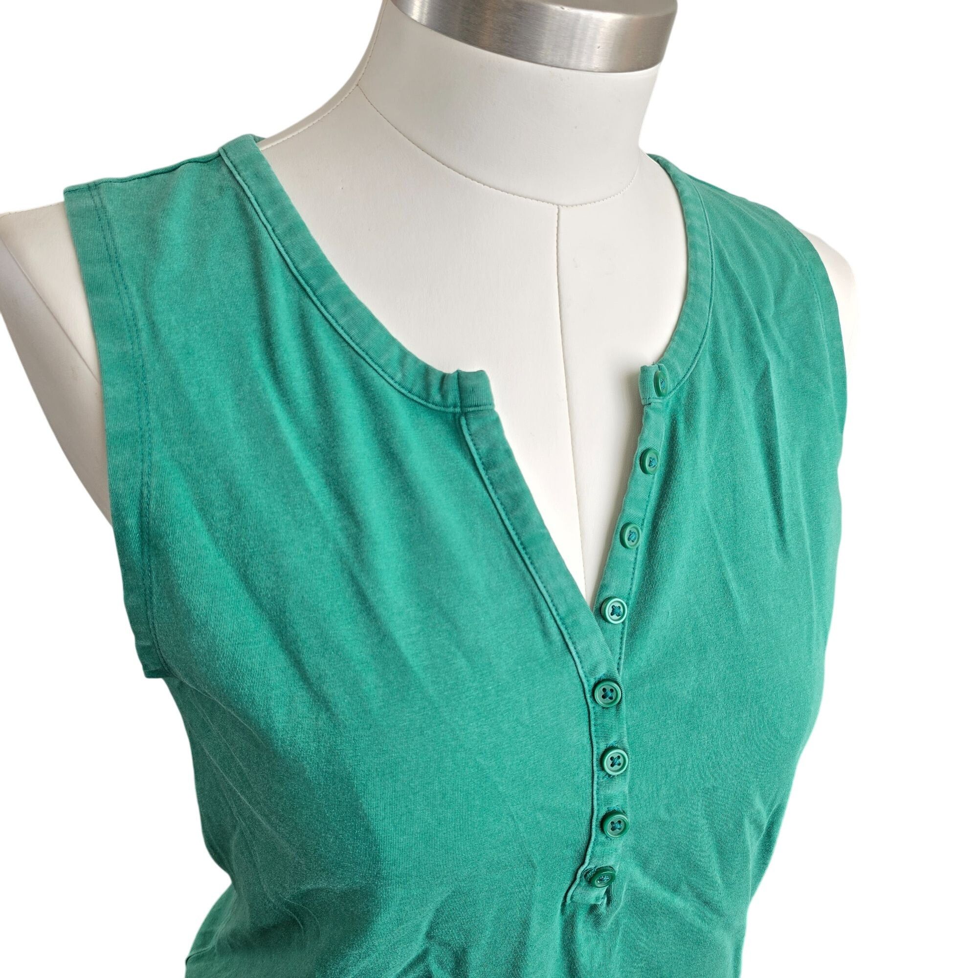 Pacsun PacSun Sleeveless Tank Top Womens Green Button-Up Size XL j Size XL / US 12-14 / IT 48-50 - 3 Thumbnail