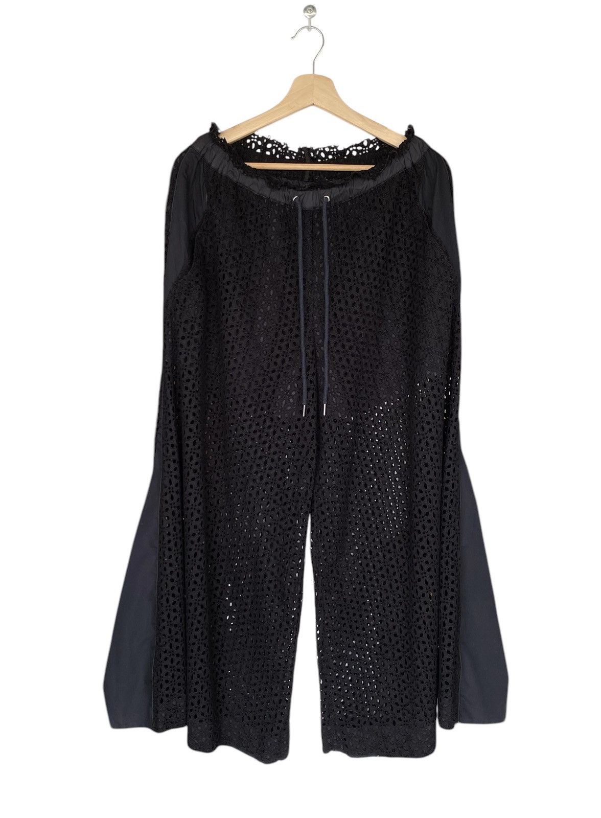 Sacai Sacai Mesh Black Wide-Leg Pants Size 30" / US 8 / IT 44 - 2 Thumbnail