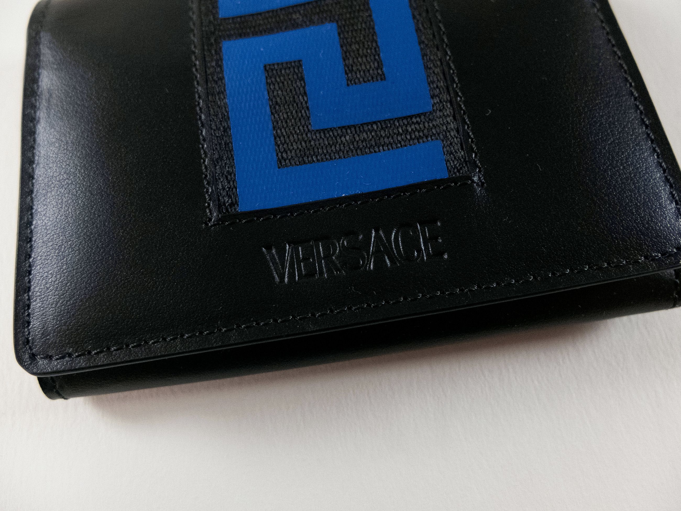 Versace VERSACE La Greca Greek Key black & blue leather card holder Size ONE SIZE - 2 Thumbnail