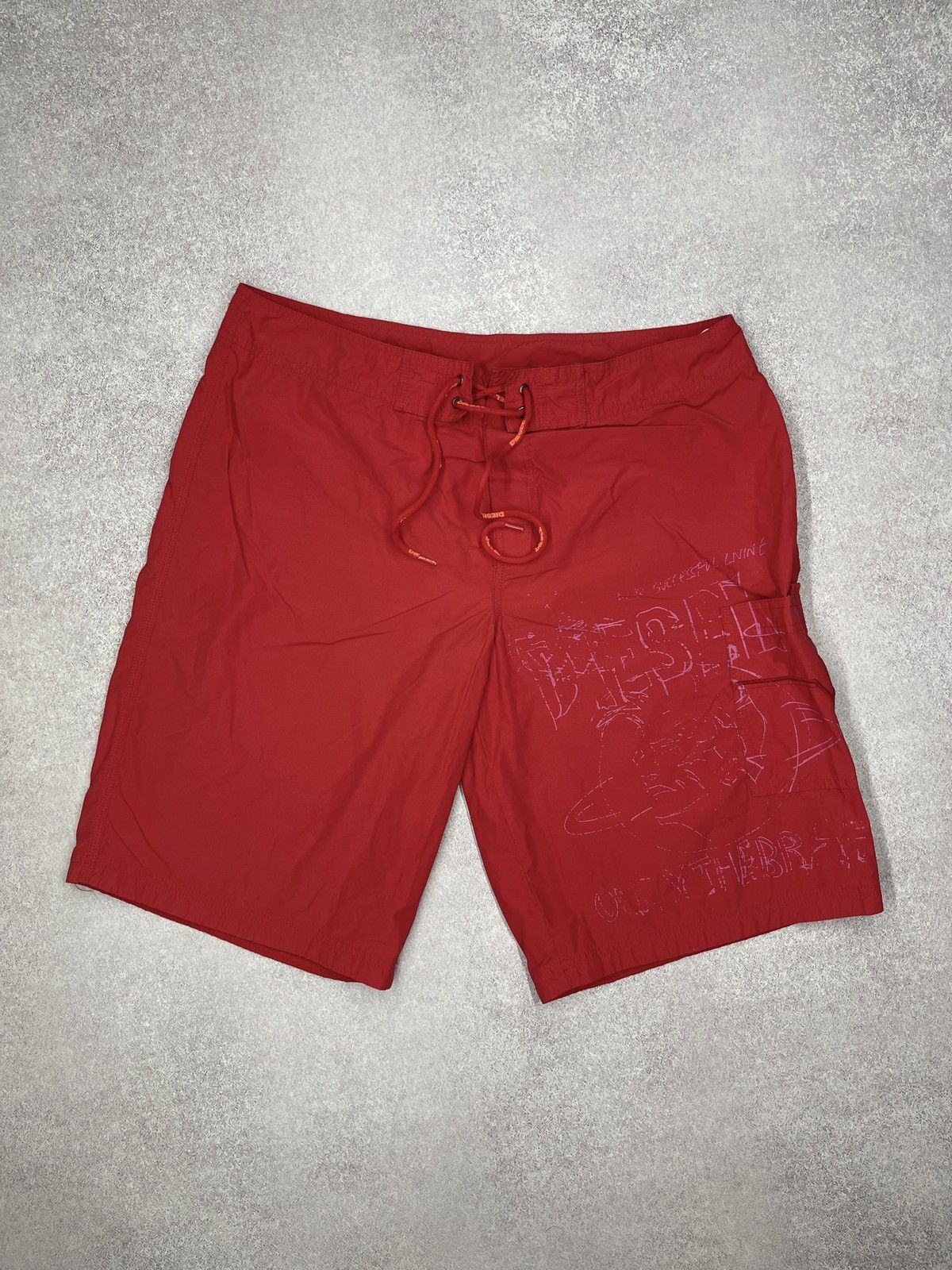 Diesel Mens Diesel Swimwear Shorts Red Big Logo Size L Size US 34 / EU 50 - 2 Thumbnail
