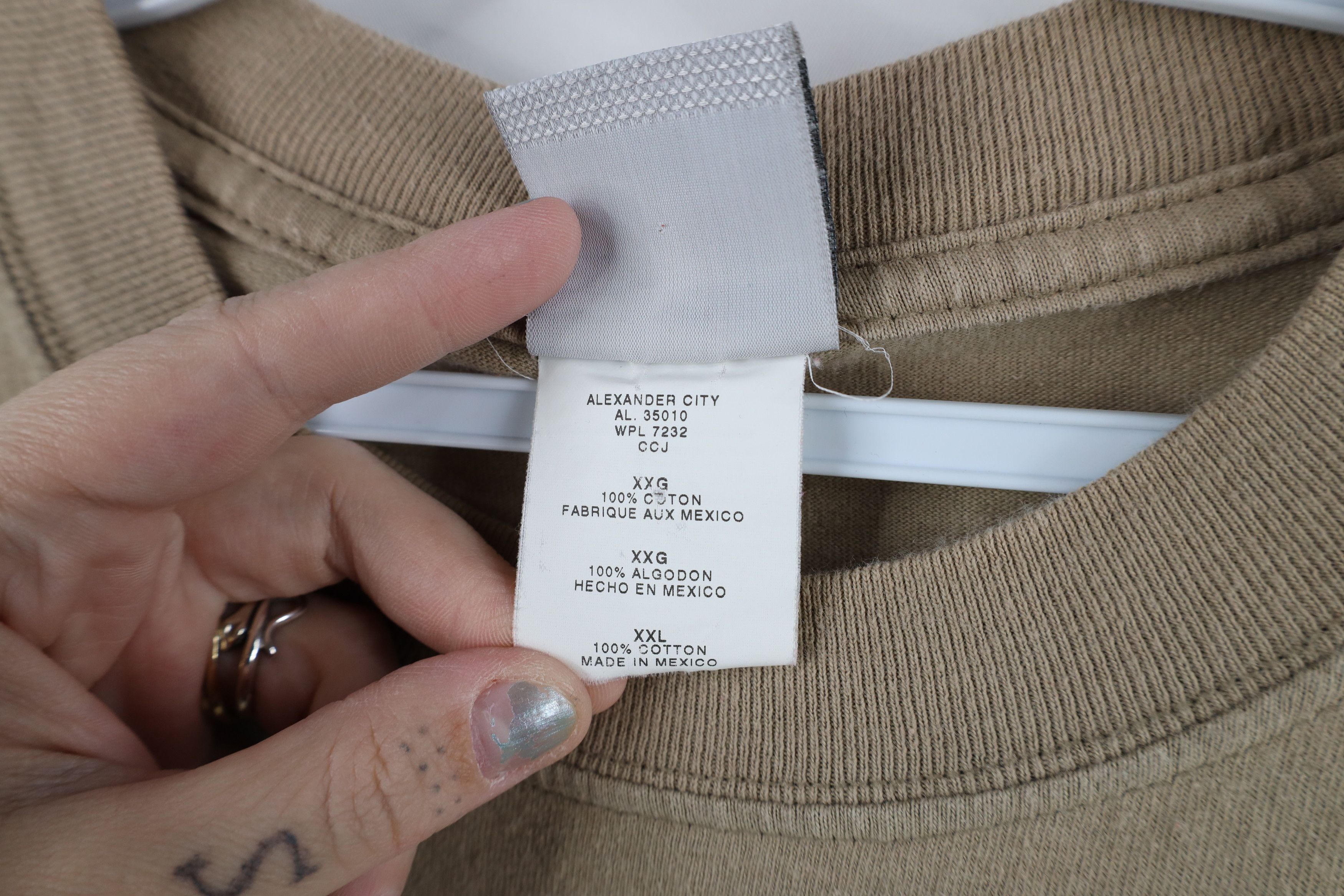 Vintage Vintage 90s Streetwear Heavyweight Cotton T-Shirt Beige Size US XXL / EU 58 / 5 - 9 Thumbnail