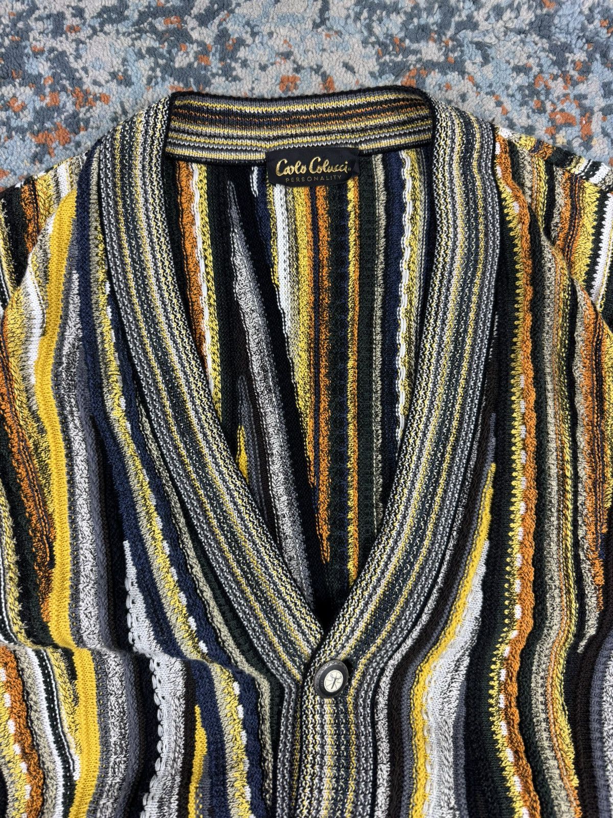 Carlo Colucci × Vintage Vintage 90s Carlo Colucci crazy cardigan coogi style Size US L / EU 52-54 / 3 - 8 Thumbnail