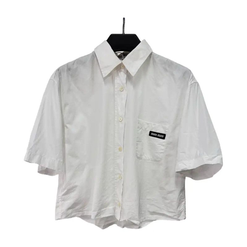 Miu Miu Miu Miu White Short Sleeve T-Shirt 0089 Size S / US 4 / IT 40 - 1 Thumbnail