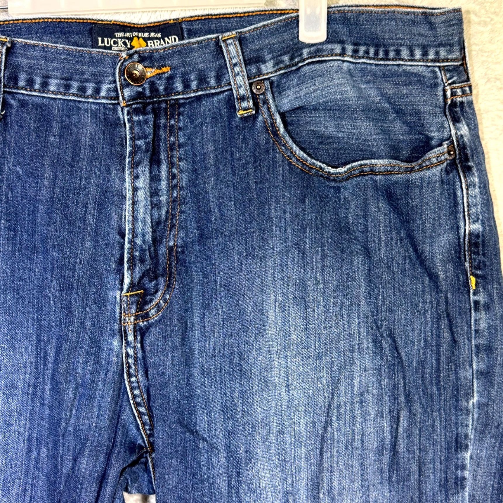 Lucky Brand Lucky Brand 361 Men Jeans 40 x 30 Blue Denim Vintage Straight Mid-Rise Stretch Size US 40 / EU 56 - 4 Thumbnail