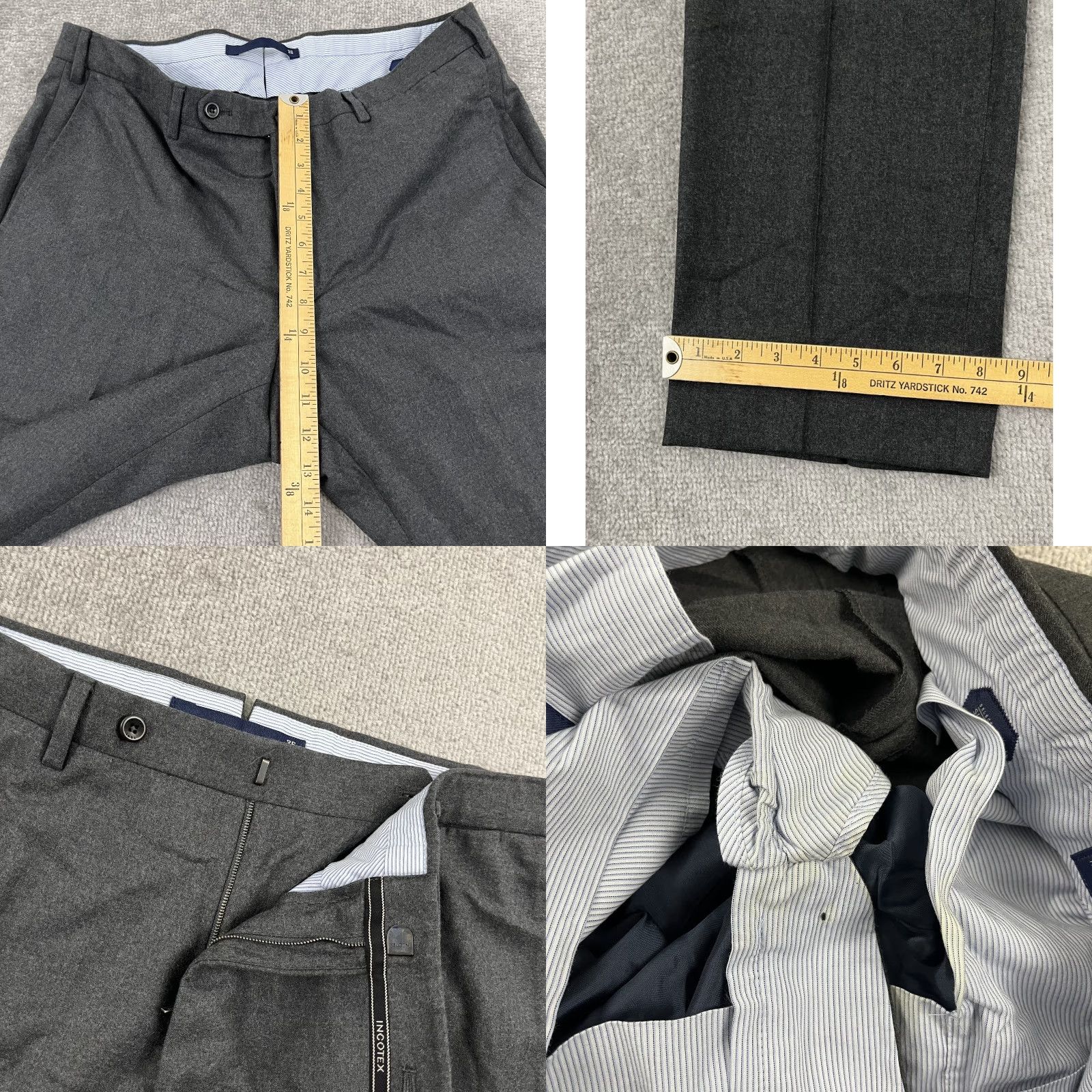 Incotex Incotex Dress Pants Mens 36 x 30 Gray Wool Straight Regular 130s Slim Pleated Trousers Mens Size US 36 / EU 52 - 8 Thumbnail
