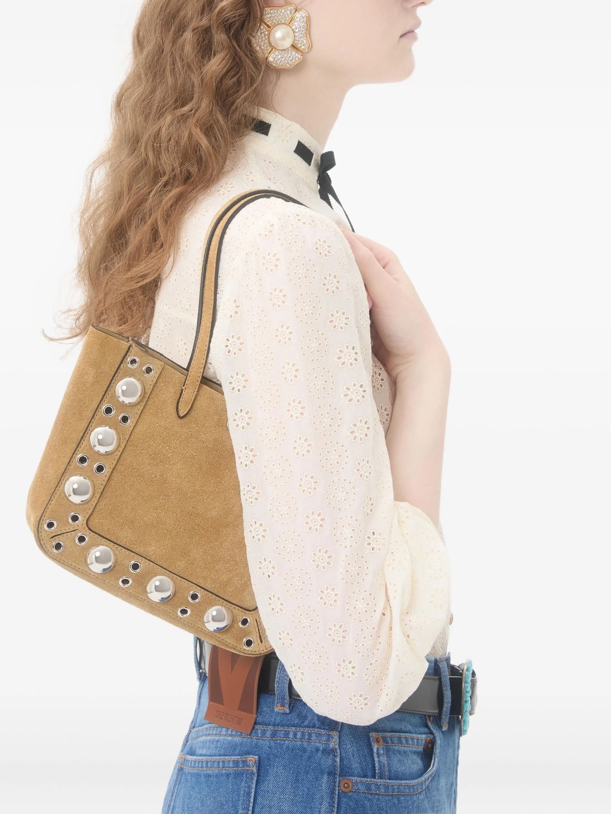 Valentino os11x0826 Size: OS / Nellcôte Mini Suede Shopping Bag Brown Size ONE SIZE - 2 Thumbnail