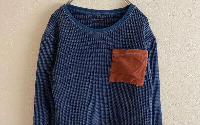 Kapital Kapital Blue Vintage Waffle Knit Long Sleeve Top-2506 Size US M / EU 48-50 / 2 - 2 Thumbnail