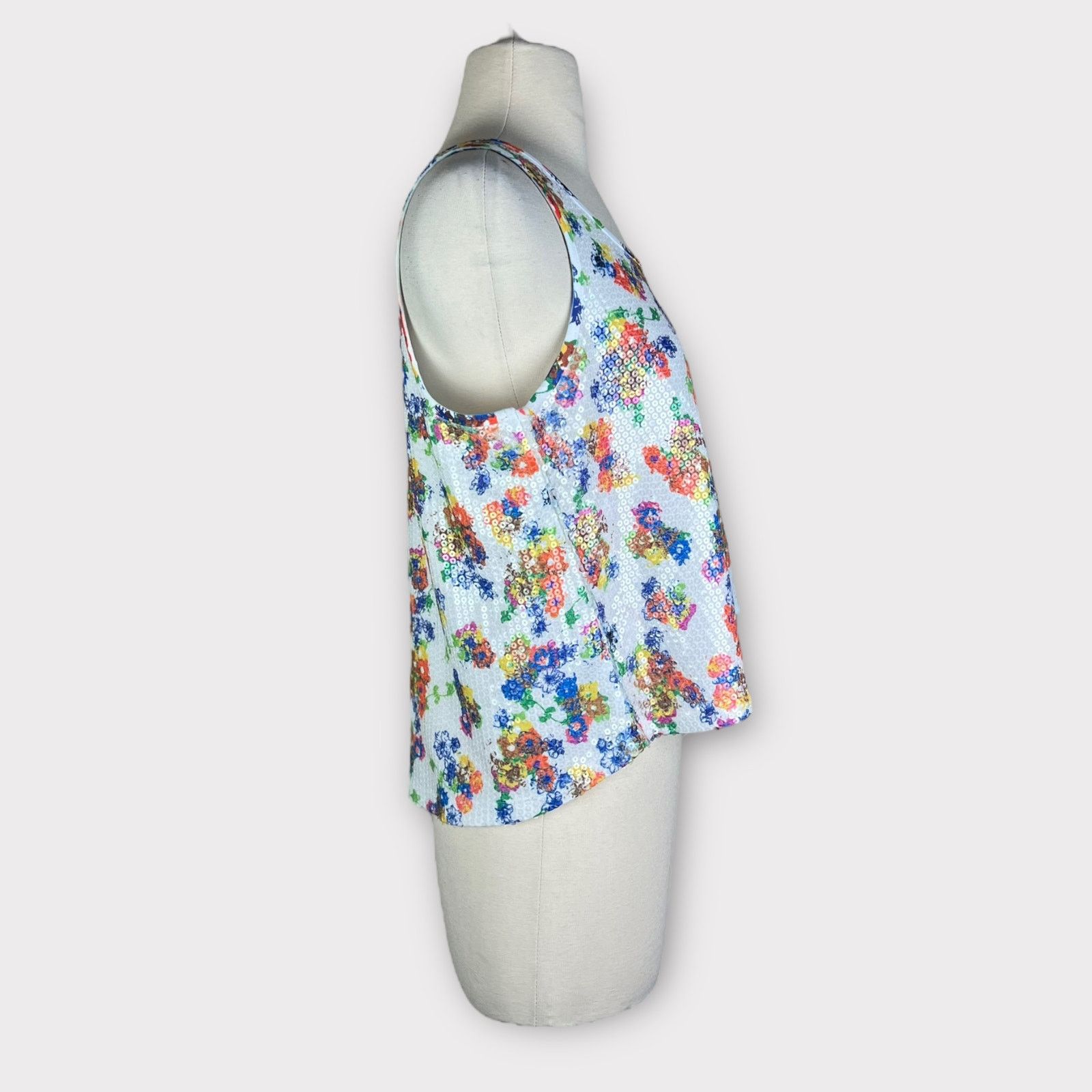 Vintage Material Girl | Vintage Y2K Floral Sequin Tank Top | Medium Size M / US 6-8 / IT 42-44 - 4 Thumbnail
