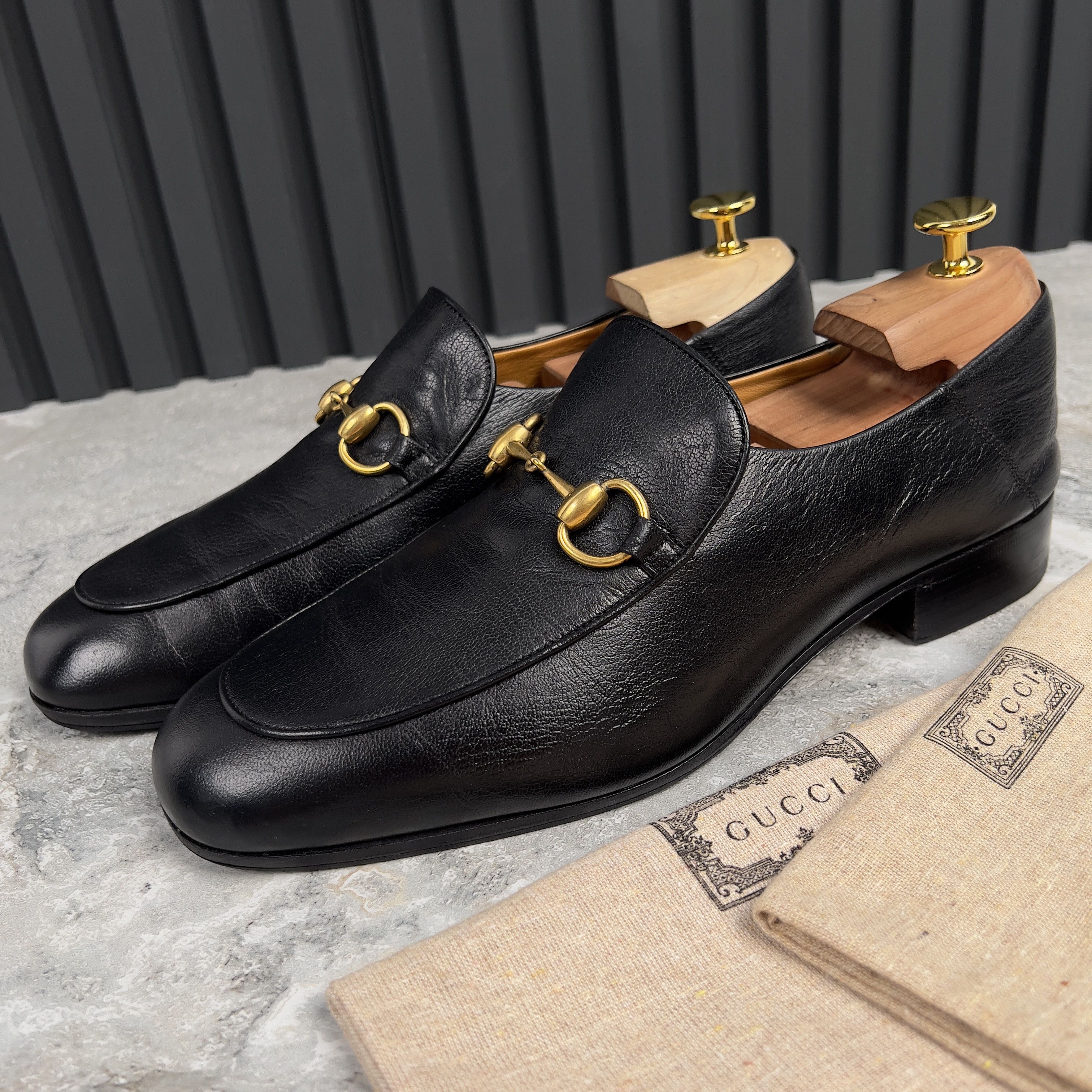 GUCCI Jordaan Horsebit Collapsible Loafers Leather