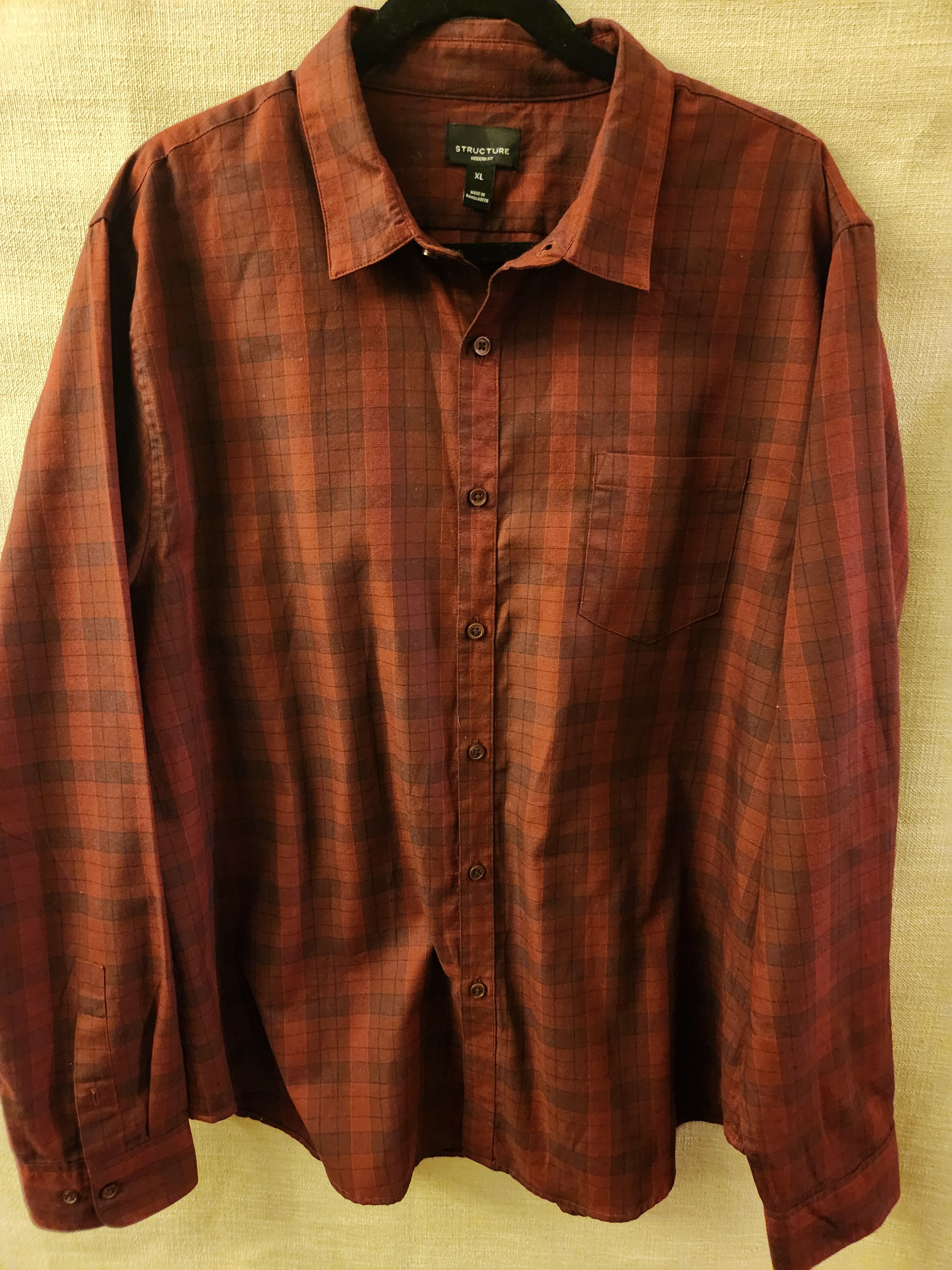 Structure Cotton Blend Red Plaid Long Sleeve Shirts Size US XL / EU 56 / 4 - 1 Thumbnail