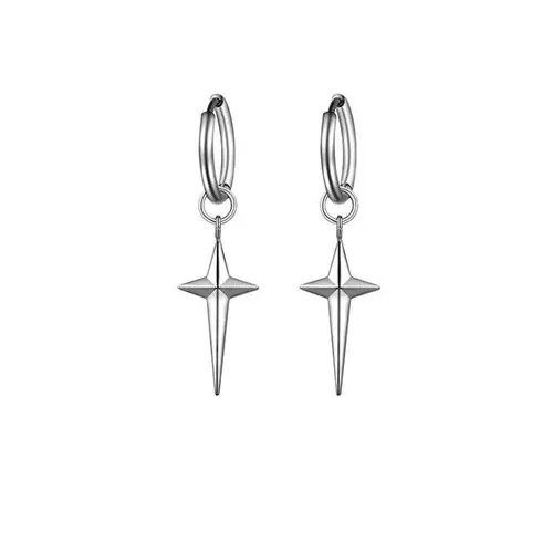 Other 925 Silver Plated Cross Star Dangle Drop Earrings for Men Size ONE SIZE - 3 Thumbnail