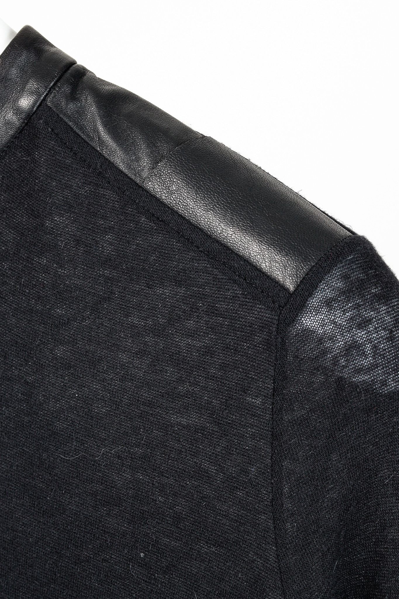 Helmut Lang Helmut Lang Black Angora Leather-Trim Cozy Long Sleeve Top Size S / US 4 / IT 40 - 5 Thumbnail