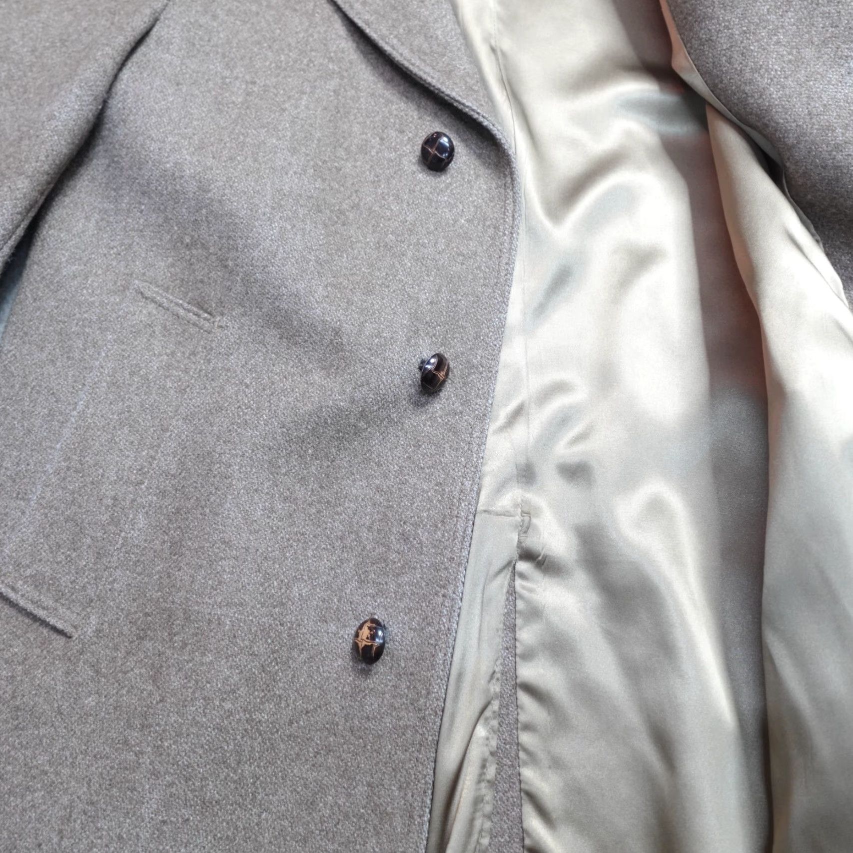 Vintage VINTAGE American Vintage Coat 40R Beige Wool Tweed Overcoat Men Size US XXS / EU 40 - 2 Thumbnail