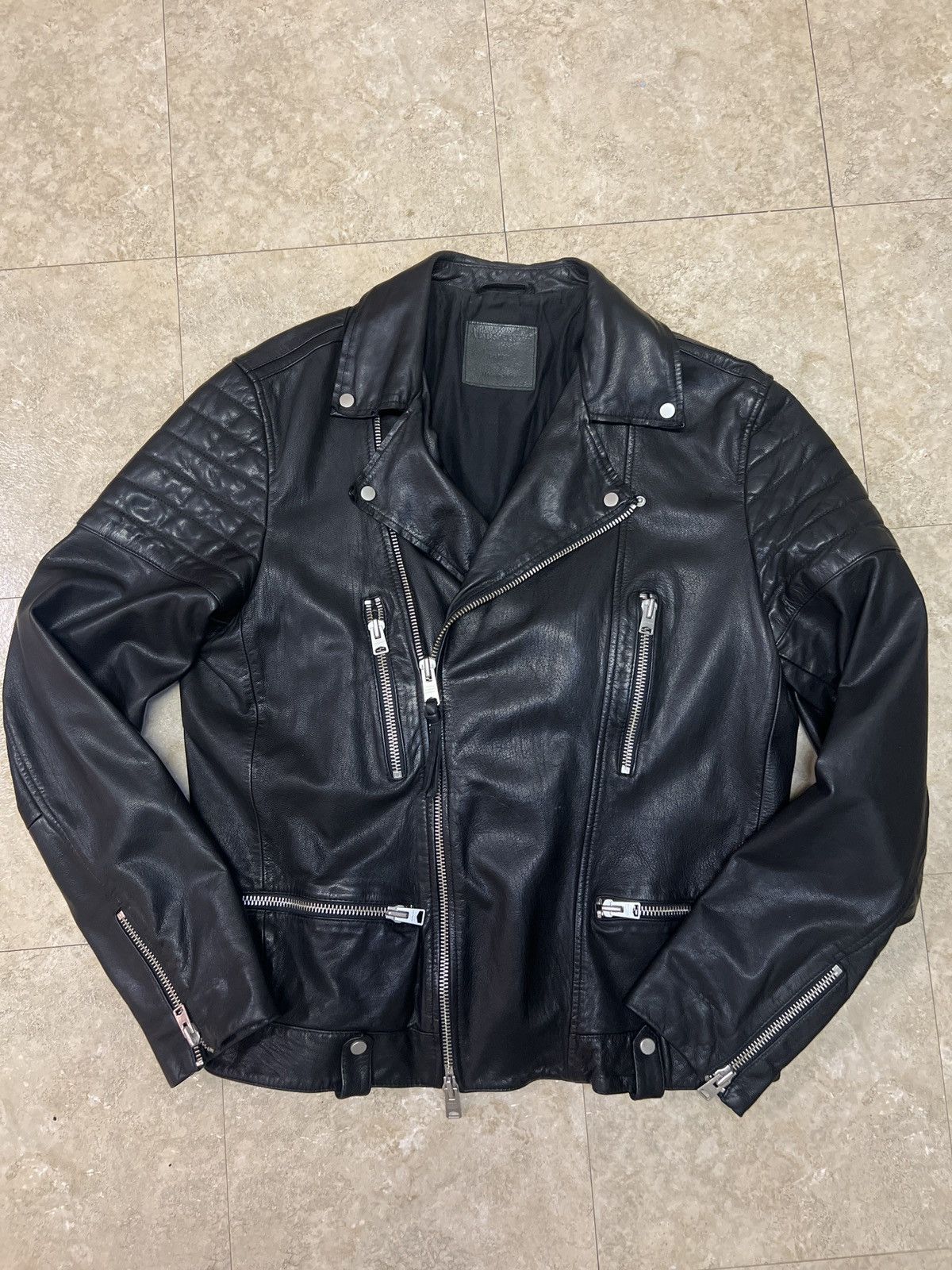 Allsaints Allsaints Black leather moto jacket Size US L / EU 52-54 / 3 - 1 Thumbnail