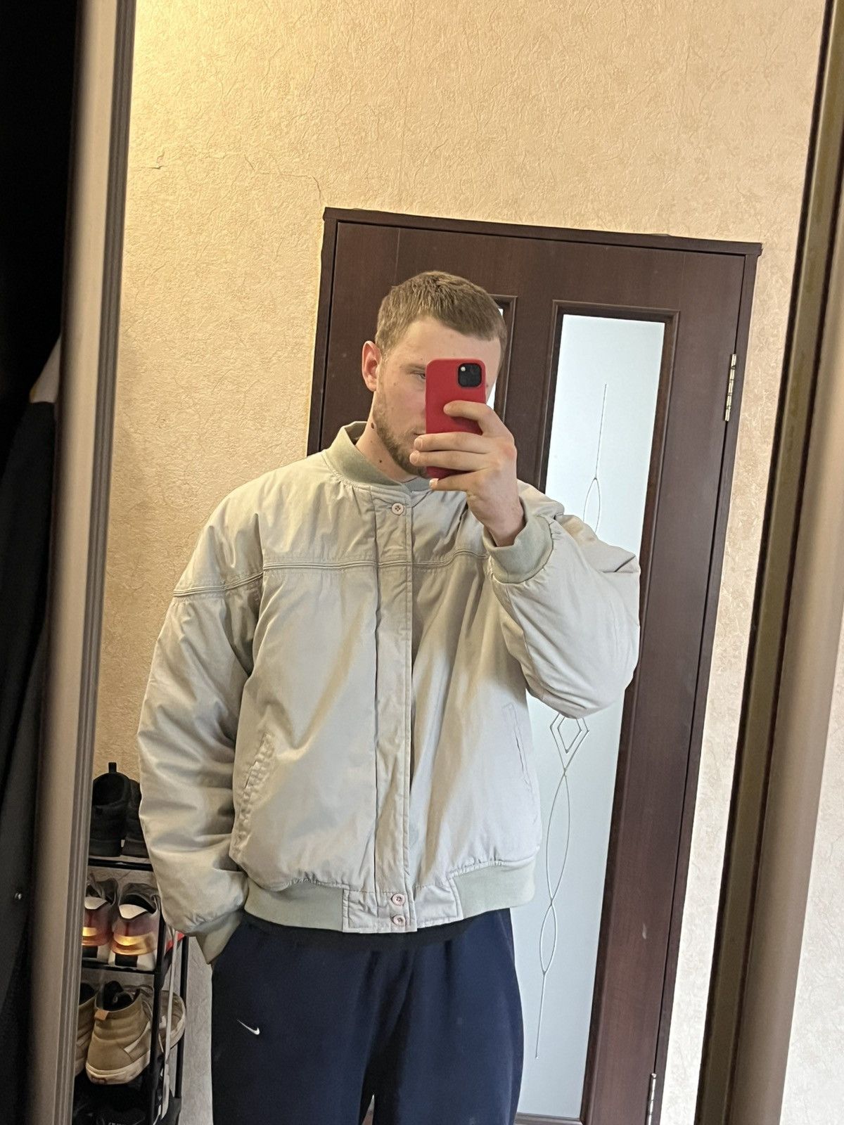 Alpha Industries × Vintage Vintage Bomber Jacket Grey Oversize Falls Creek minimalistic Size US XXL / EU 58 / 5 - 2 Thumbnail