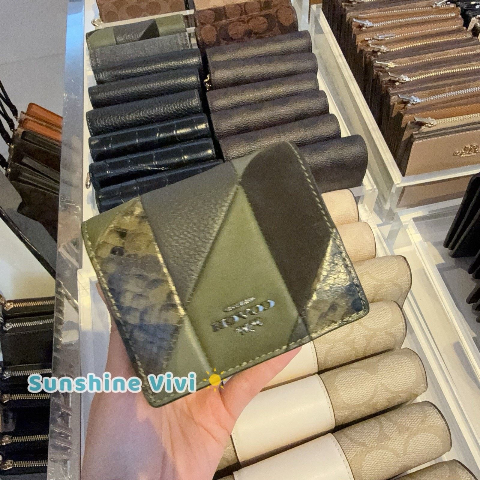 Coach NWT Coach Snap Wallet Patchwork Snake CCL77 Gunmetal/Olive Size ONE SIZE - 2 Thumbnail