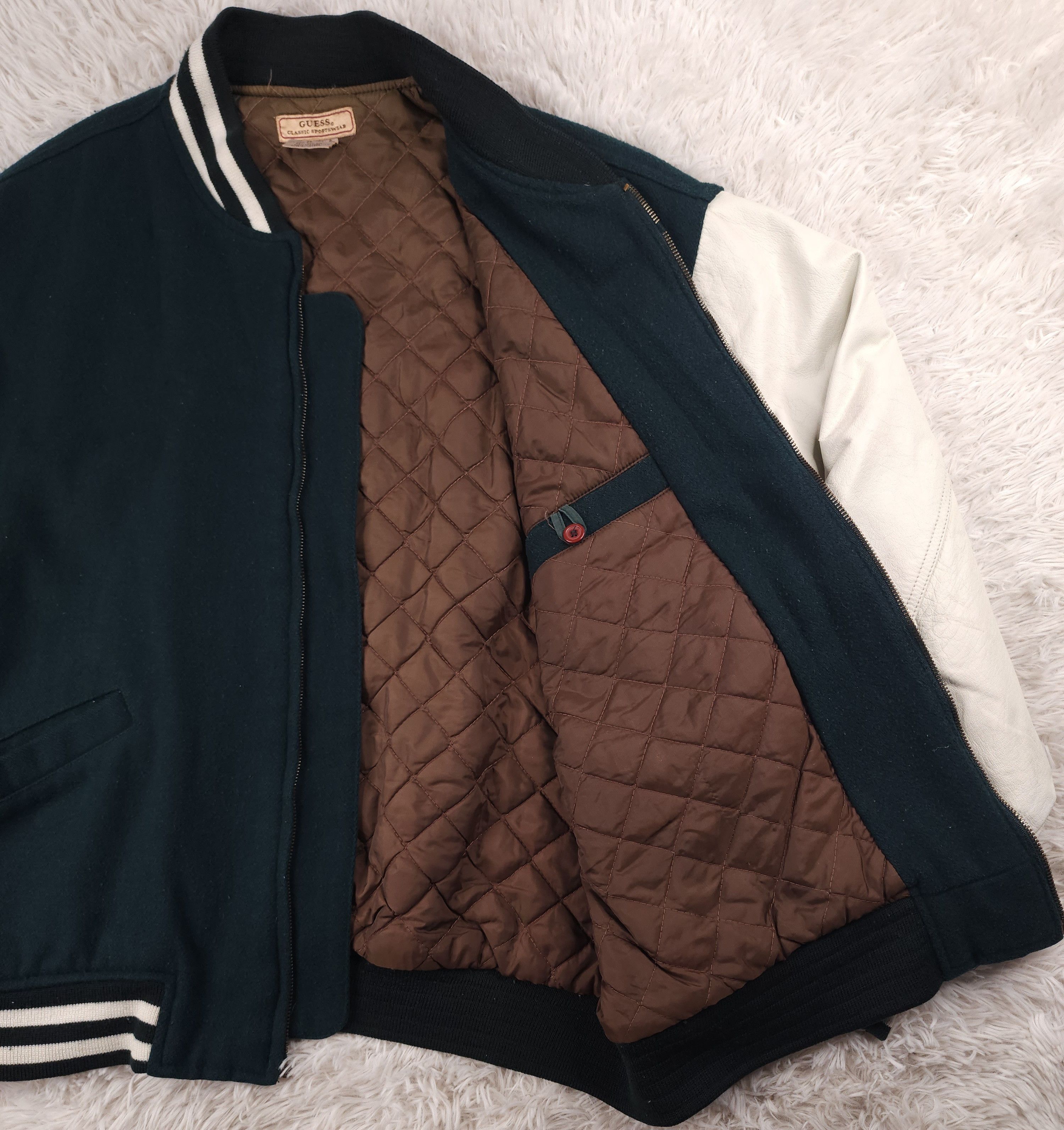 Guess Vintage Guess classic sportwear wool/leather varsity jacket Size US XL / EU 56 / 4 - 7 Thumbnail