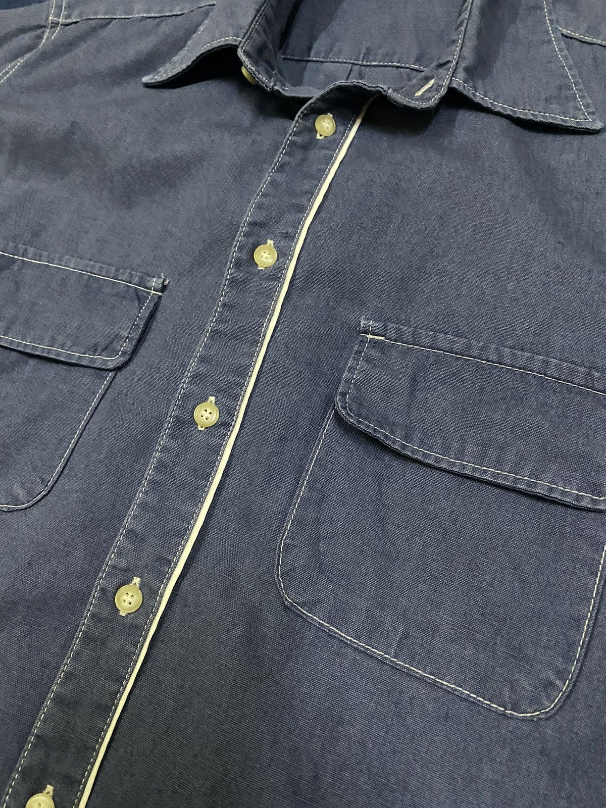 Studio D'Artisan × Vintage Vintage Studio D'Artisan Denim Oxford Double Pocket Shirt Size US M / EU 48-50 / 2 - 4 Thumbnail