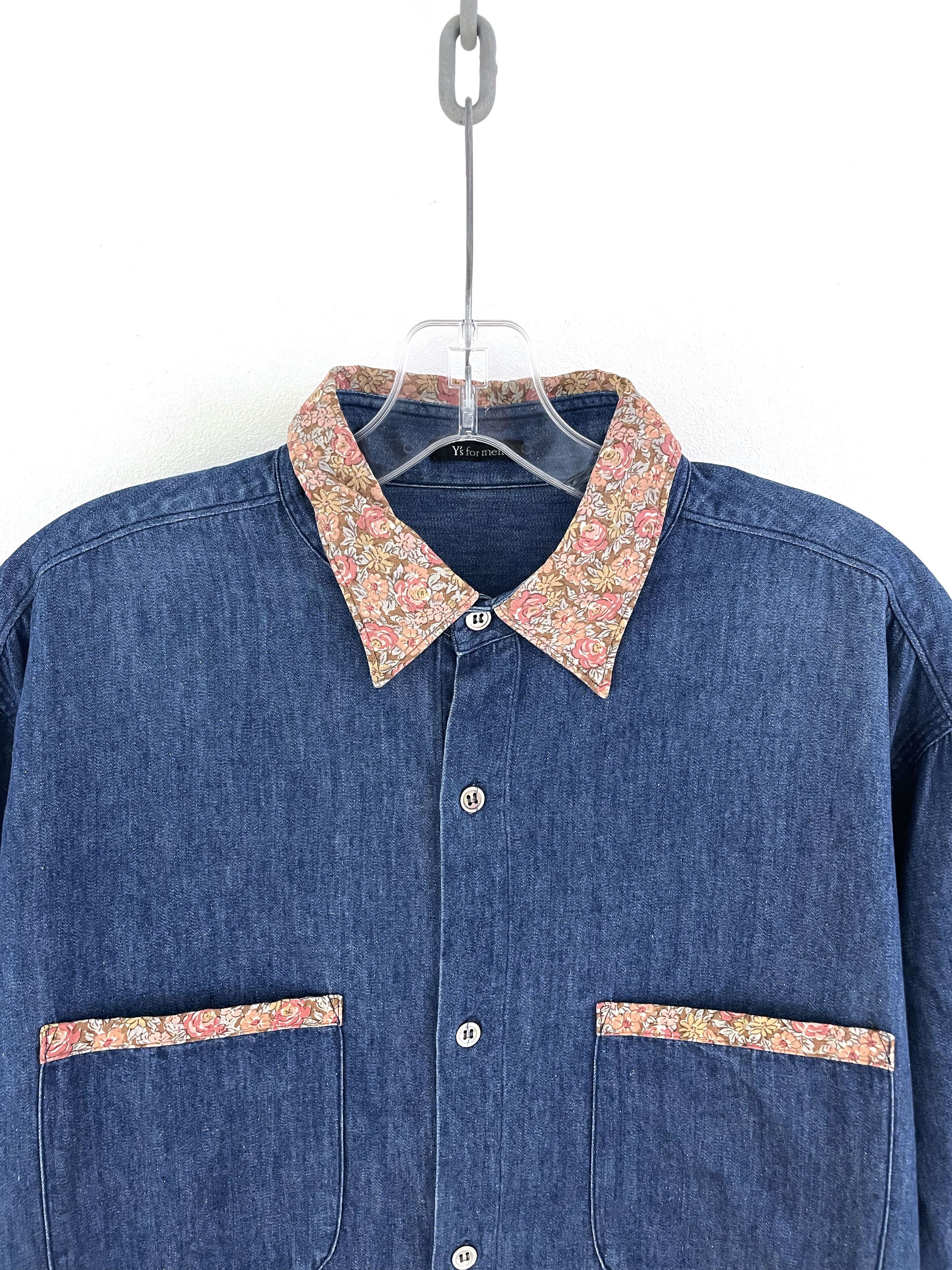 Yohji Yamamoto 80's Accent Collar Denim Shirt Size US L / EU 52-54 / 3 - 4 Thumbnail