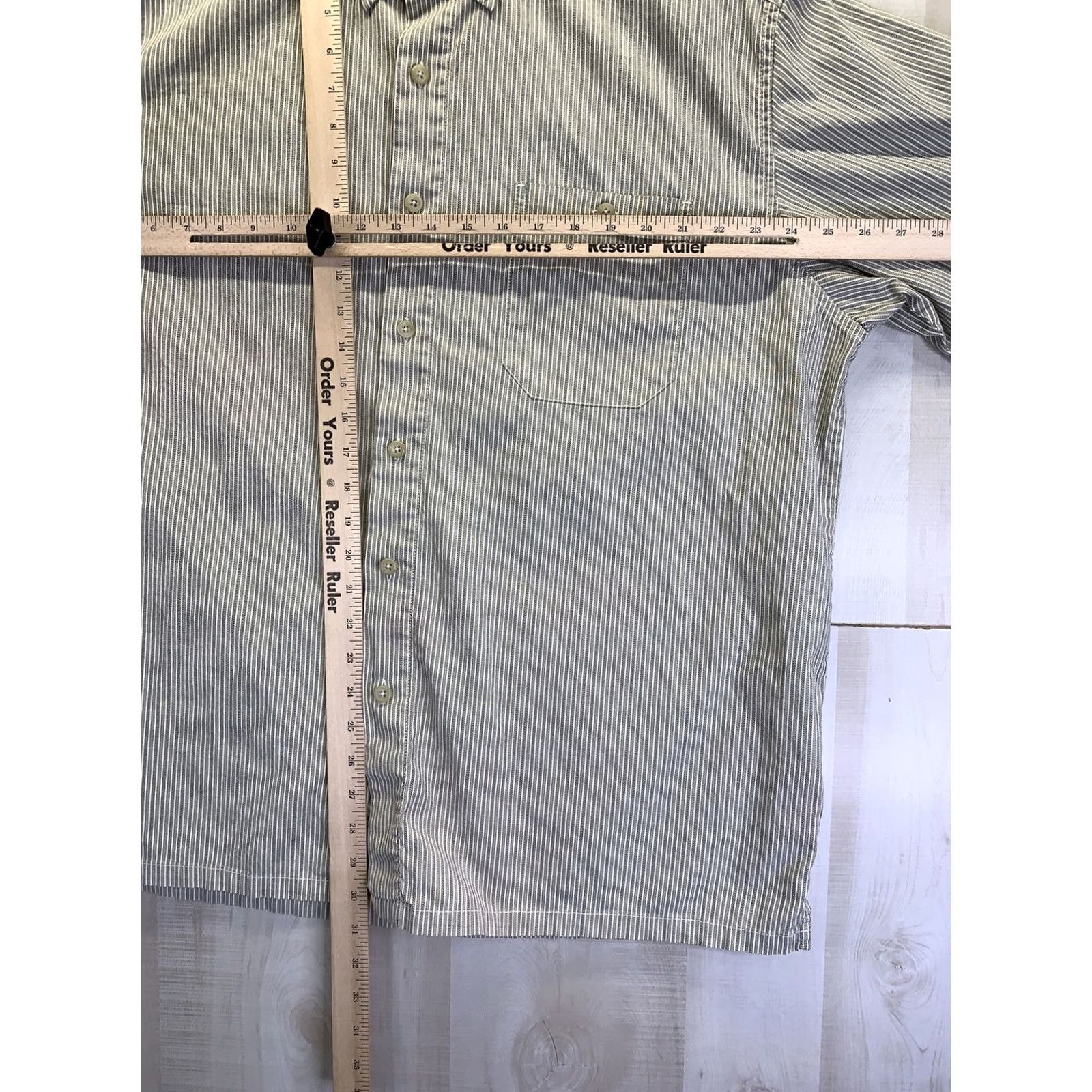 Eddie Bauer VINTAGE Eddie Bauer Cotton Green Tan Pinstripe Short Sleeve Shirt Mens XL-9365 Size US XL / EU 56 / 4 - 3 Thumbnail