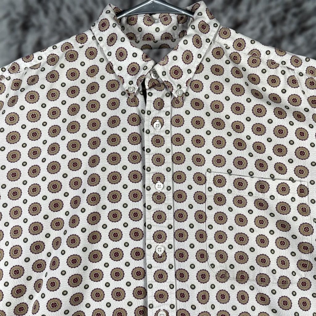 Vintage Cambridge Classics Shirt Mens XL Beige Brown Geometric Print Button Up Pocket Shirt Size US XL / EU 56 / 4 - 1 Thumbnail