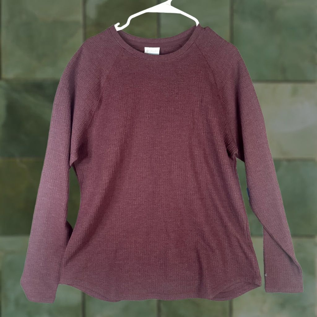 Vintage Columbia Womens Shirt 2XL Burgundy Red Waffle Knit Long Sleeve Crewneck Tee Size XXL / US 16-18 / IT 52-54 - 1 Thumbnail
