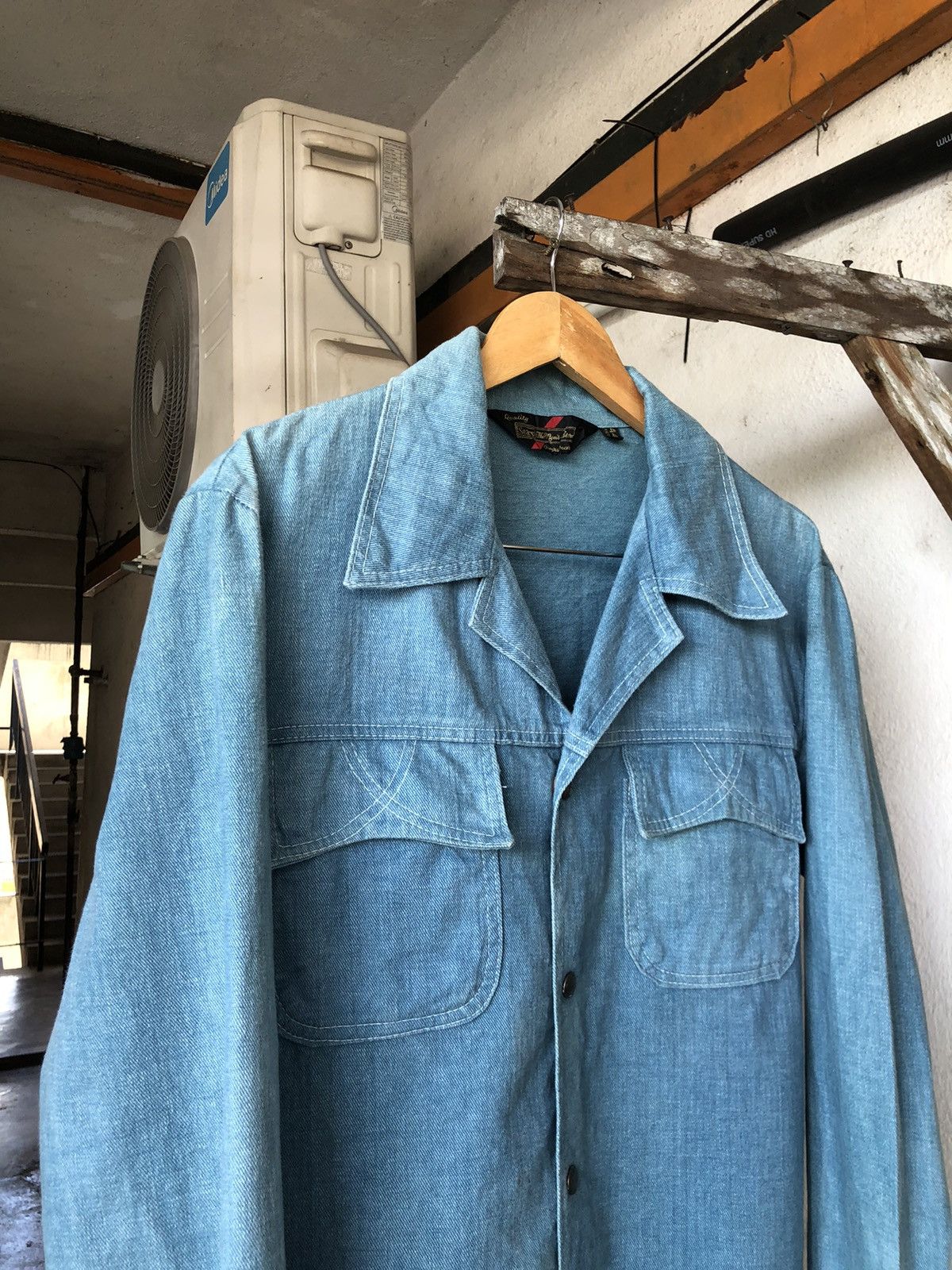 Sears Vintage 70s Sears Thick Denim Western Shirt Size US L / EU 52-54 / 3 - 3 Thumbnail