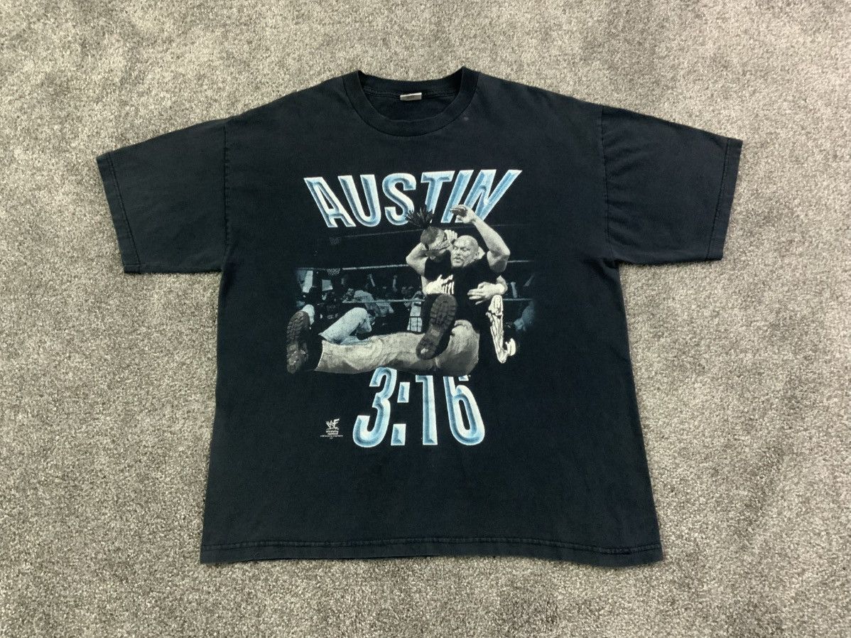 WWF Vintage 90s Stone Cold Austin 3:16 WF T Shirt Black Sz XL Size US XL / EU 56 / 4 - 1 Thumbnail