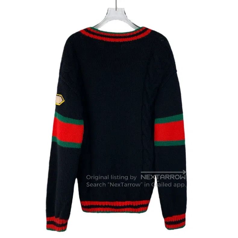 Gucci Gucci Colour-blocked striped letter plush plush wool V-nec Size US XS / EU 42 / 0 - 2 Thumbnail