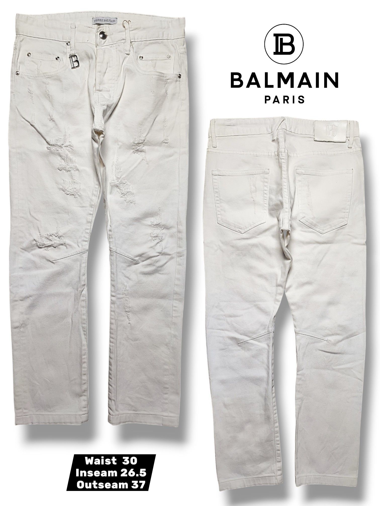 Balmain Balmain White Denim Jeans Thrashed Distressed ERD Grunge Size US 30 / EU 46 - 1 Thumbnail