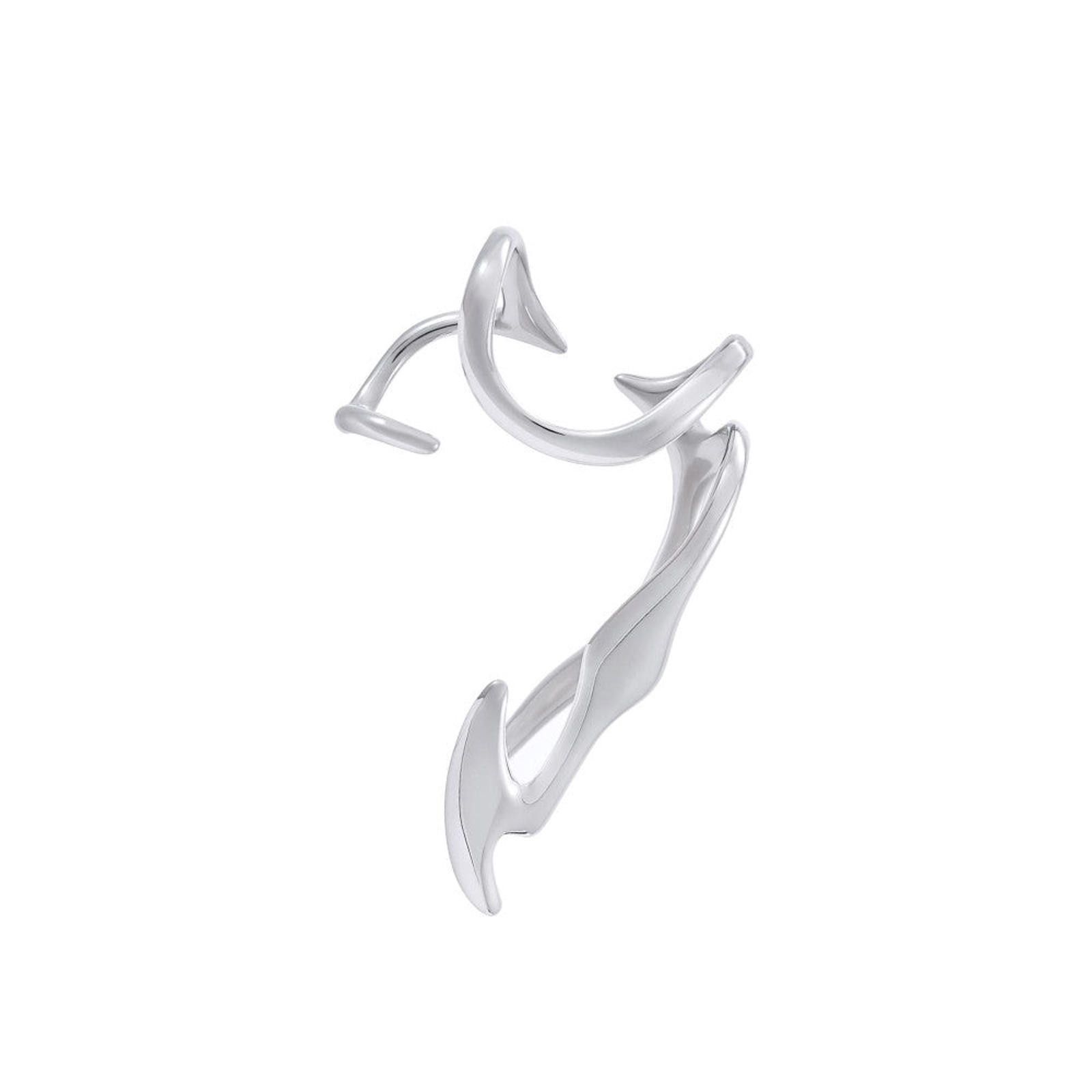 Other Stylish Silver Ear Cuff - Unique Curved Design Size ONE SIZE - 5 Thumbnail