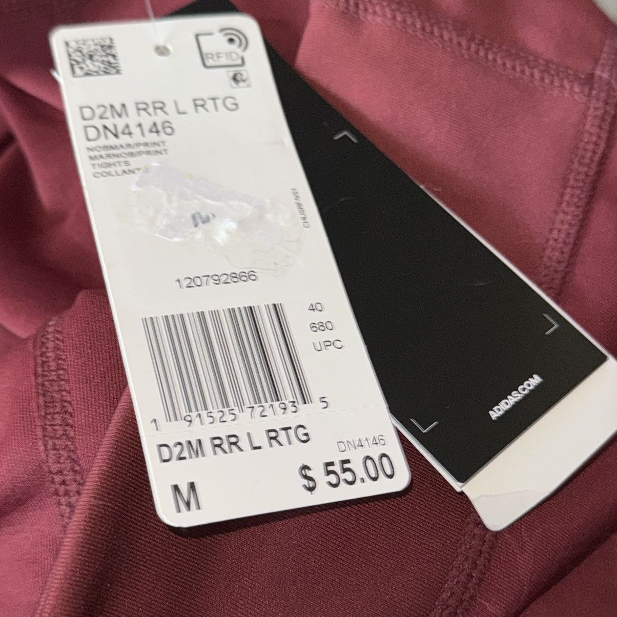 Adidas Adidas D2M burgundy floral print athletic leggings Size 30" / US 8 / IT 44 - 4 Thumbnail
