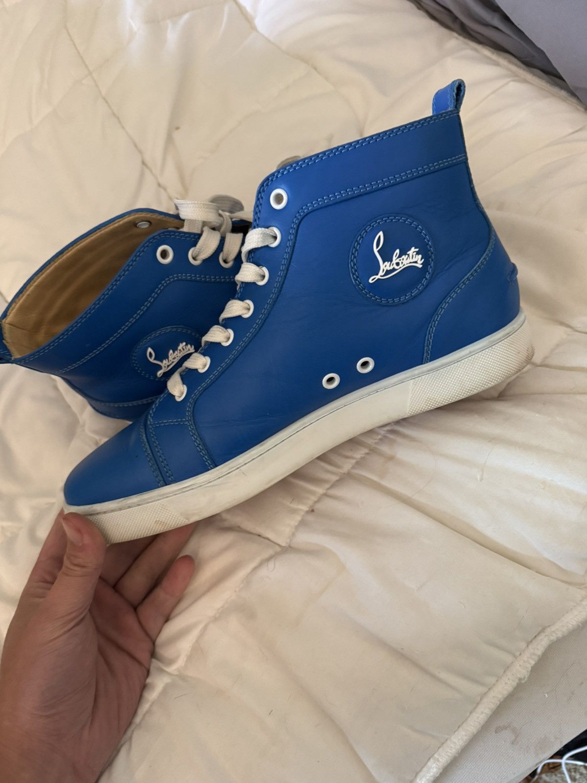 Christian Louboutin Christian Louboutin mens blue calf leather high tops Size US 8.5 / EU 41-42 - 5 Thumbnail