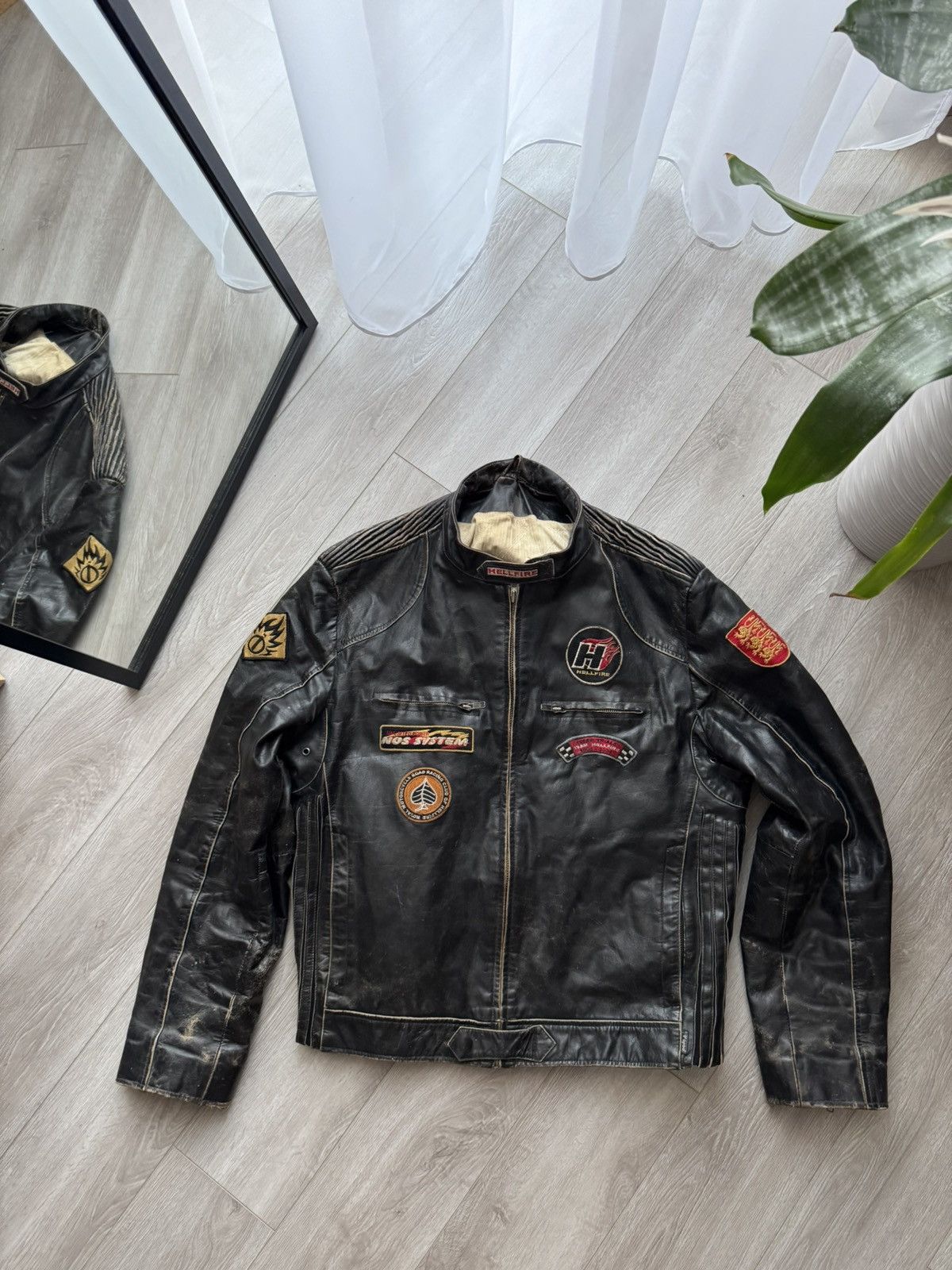 Vintage Vintage Hell Fire Moto Racing Leather Jacket Size US XL / EU 56 / 4 - 1 Thumbnail