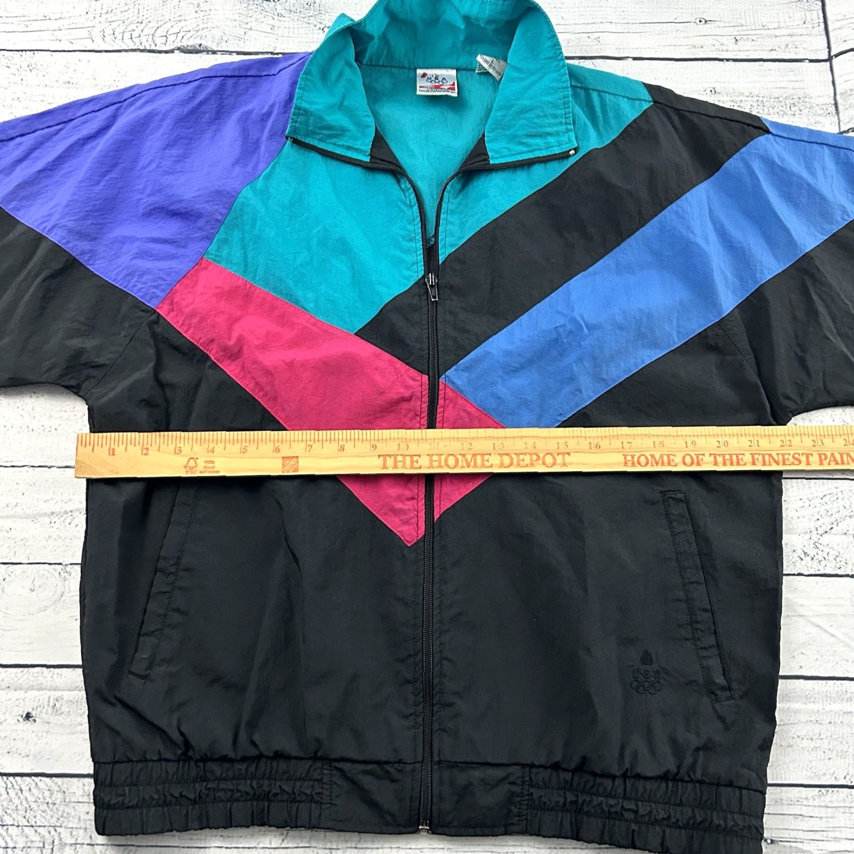Vintage VINTAGE USA Olympic Windbreaker Jacket Womens L Black Full Zip Windbreaker Jacket Women L Black USA Olympics Full Zip Jacket Size L / US 10 / IT 46 - 4 Thumbnail