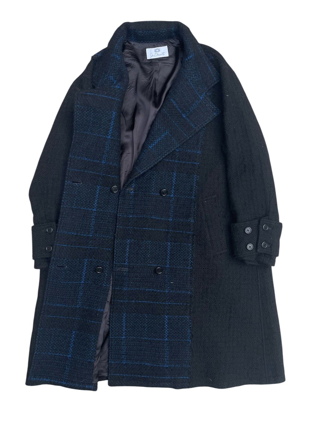 Japanese Brand Jun Okamoto Avant-Garde Wool Coat Asymmetric Plaid Design Size US L / EU 52-54 / 3 - 4 Thumbnail