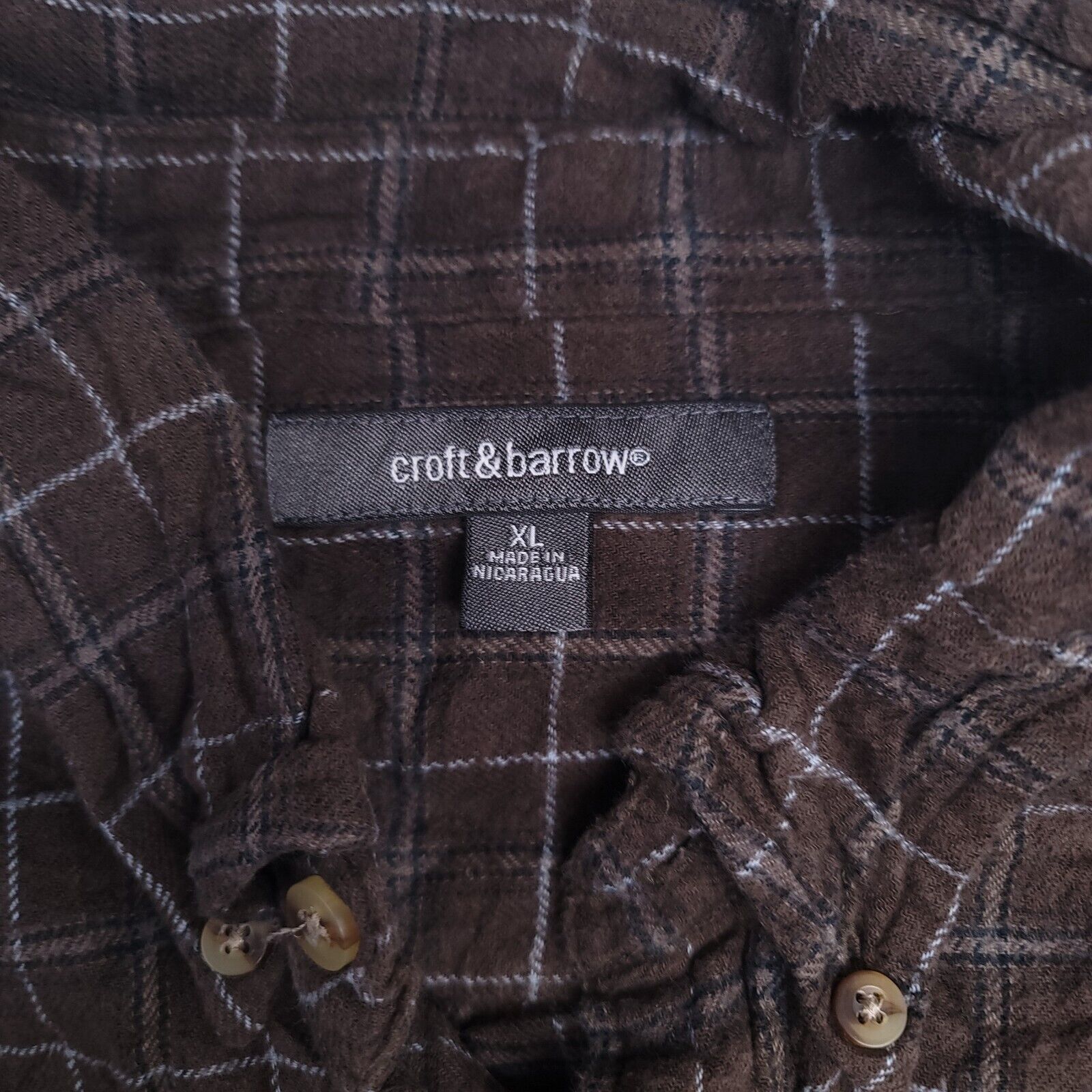 Croft & Barrow Croft & Barrow Windowpane Flannel Shirt Mens Size XL Brown Size US XL / EU 56 / 4 - 3 Thumbnail