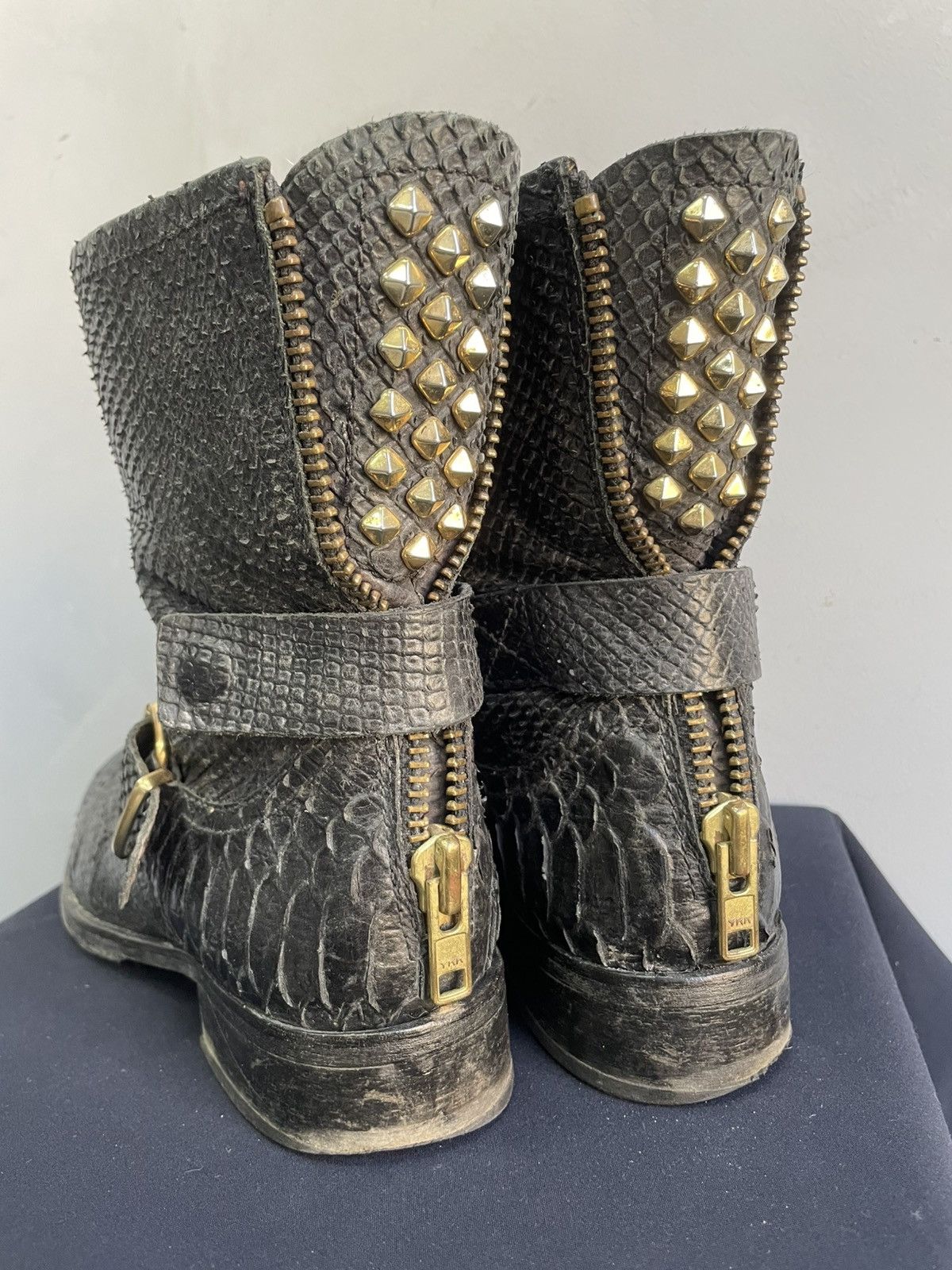 Hedi Slimane Studded python leather snake avant garde boots y2k guidi Size US 7.5 / EU 40-41 - 5 Thumbnail