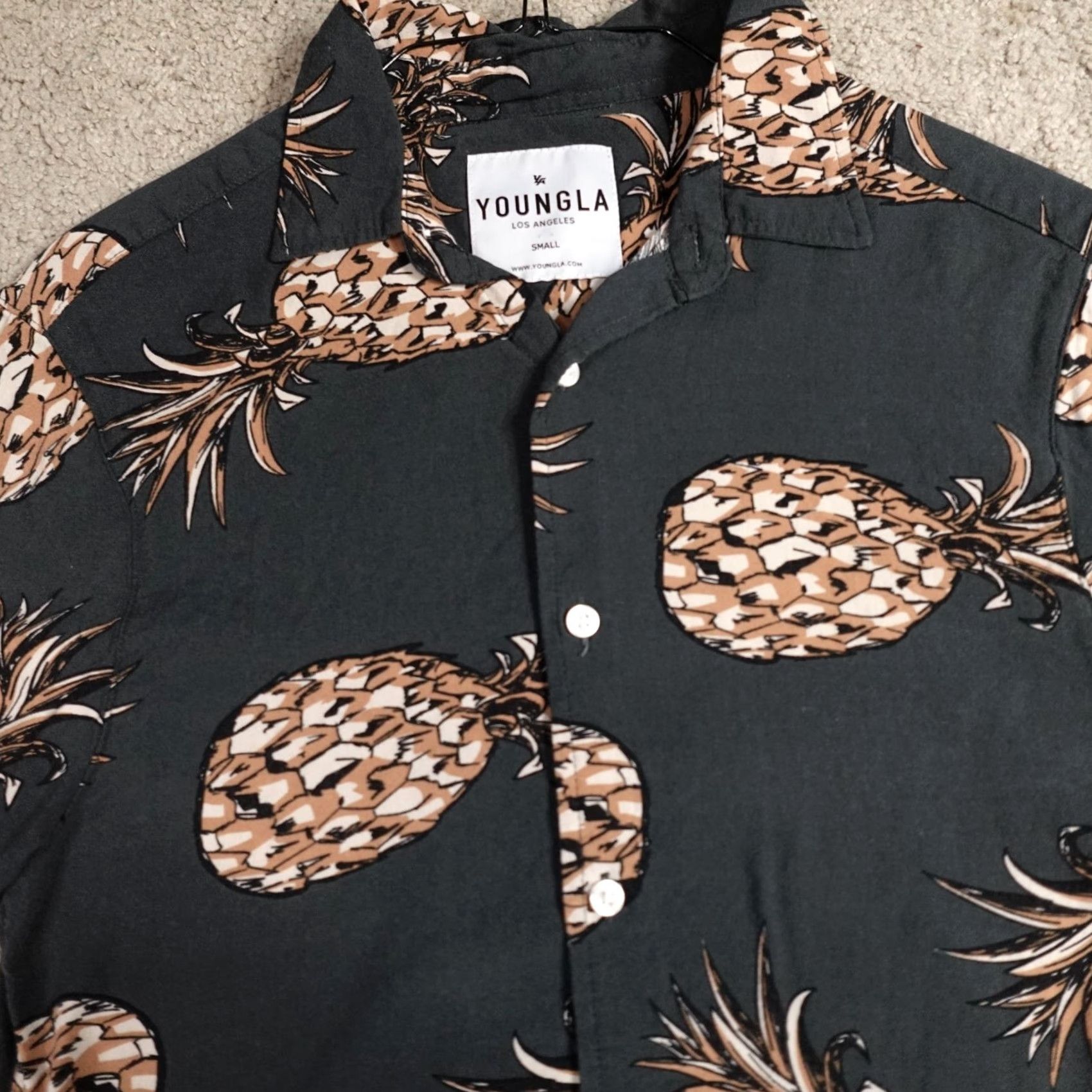 YoungLA Youngla Shirt Short Sleeve Gray Pineapples All Over Print Small Size US S / EU 44-46 / 1 - 3 Thumbnail