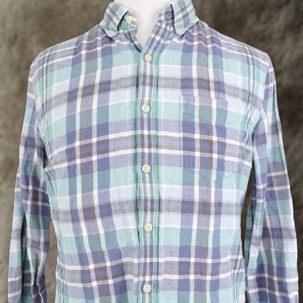 American Eagle Outfitters American Eagle Shirt L Green Plaid Seriously Soft Button Up Linen Classic Fit Size US L / EU 52-54 / 3 - 1 Thumbnail