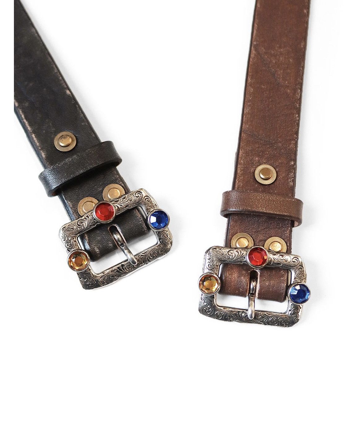 Kapital Kapital Oil leather studs disco buckle belt stk Size ONE SIZE - 2 Thumbnail