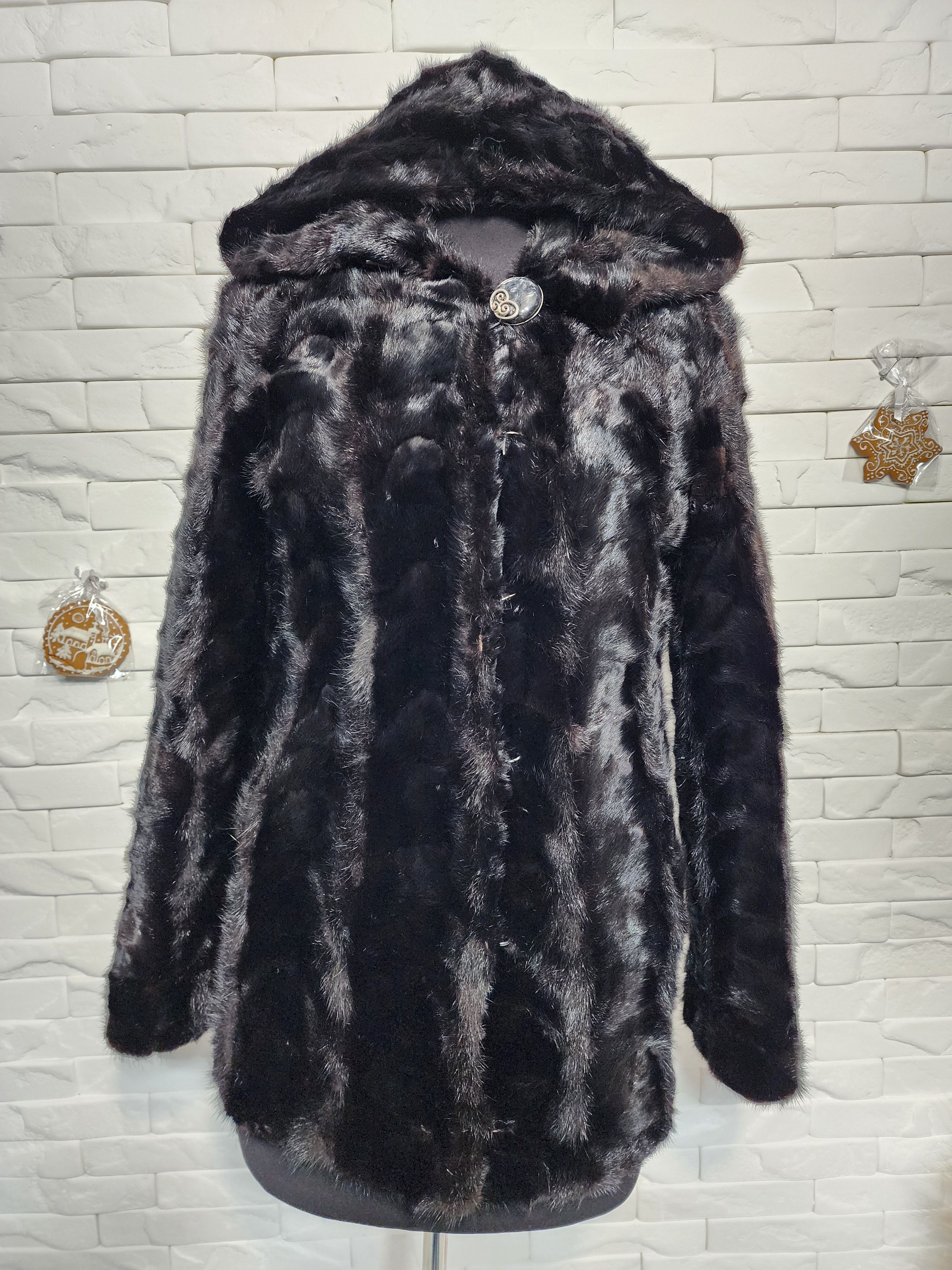 Furla Black Mink Fur Coat with Hood: Women's Luxury Outerwear Size S / US 4 / IT 40 - 1 Thumbnail