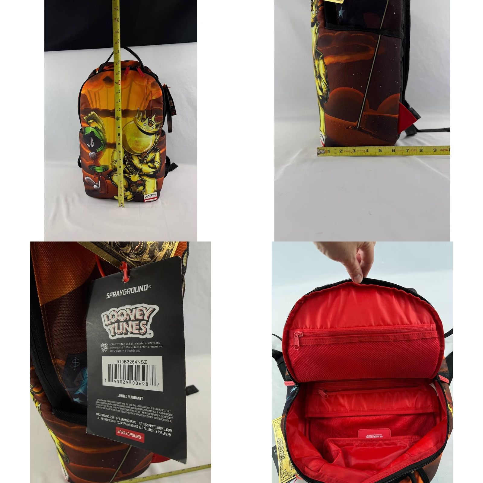 Sprayground Sprayground Looney Tunes Marvin Vs Astromane Creative Outcast Backpack Mens Backpack Multicolor Polyester Size ONE SIZE - 8 Thumbnail