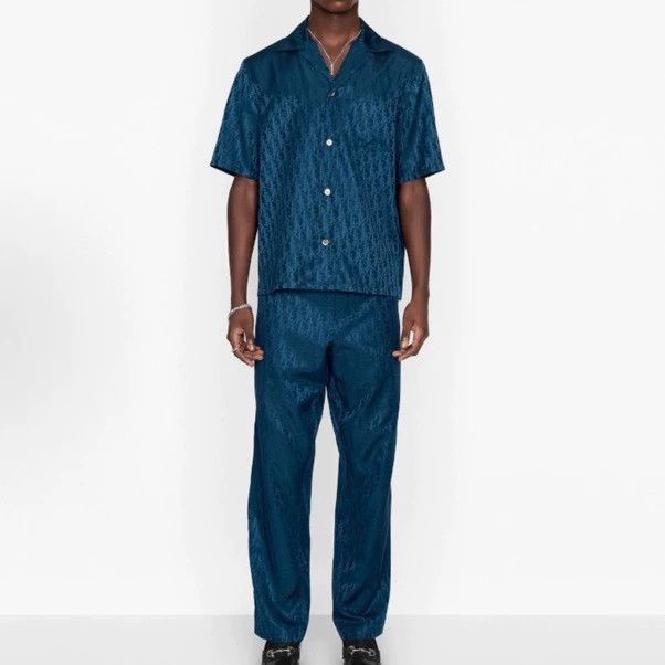 Dior Dior Silk Short Sleeve Shirt Deep Blue-2506 Size US XL / EU 56 / 4 - 7 Thumbnail