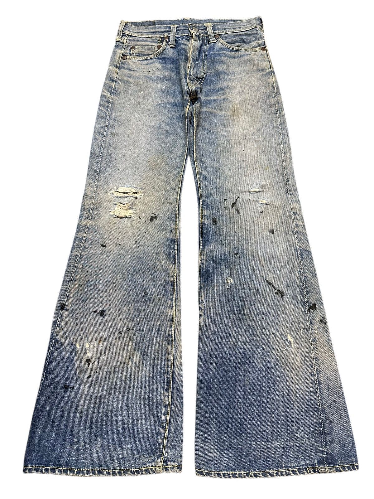 14th Addiction Crazy Vintage 70s Big Stone Mud Wash Painted Distress Flare Size US 27 - 1 Thumbnail