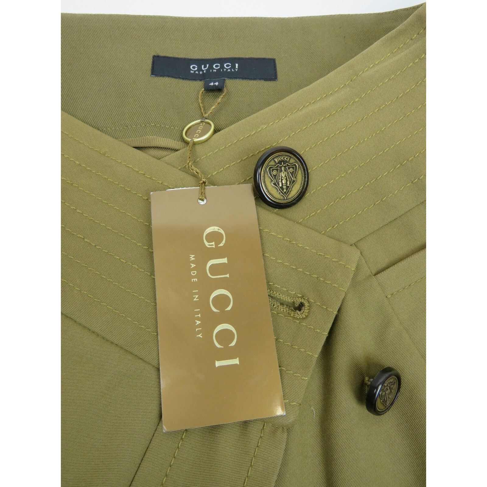 Gucci GUCCI 200269 DISTRESS BROWN COTTON LOGO BUTTON SKIRT 44 $695 Size 30" / US 8 / IT 44 - 6 Thumbnail