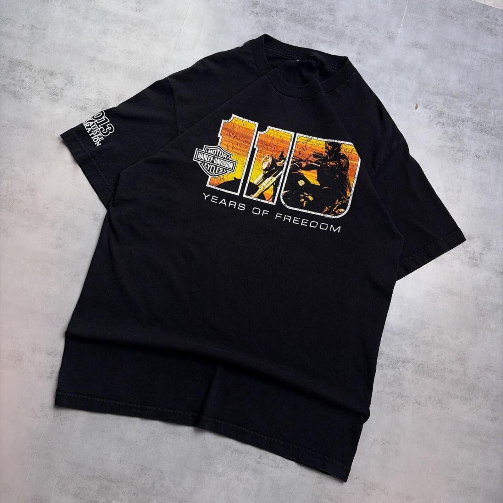 Harley Davidson Y2K Black Harley Davidson Anniversary Grunge Biker T-Shirt Size US L / EU 52-54 / 3 - 3 Thumbnail