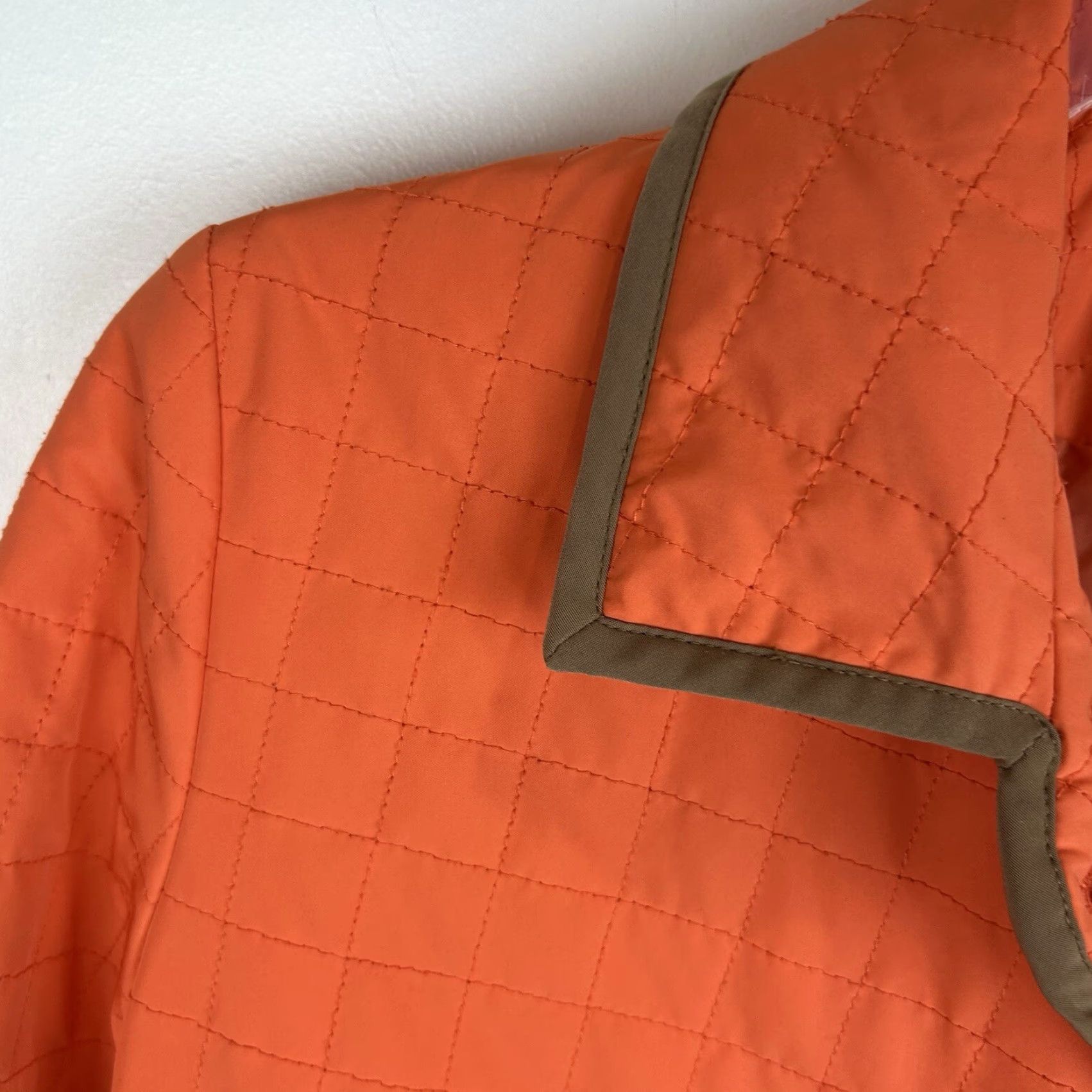 Talbots Talbots Quilted Jacket Womens Small Petite Orange Lightweight Short Sleeve Button Fall Pattern Solid Vintage No Size S / US 4 / IT 40 - 5 Thumbnail