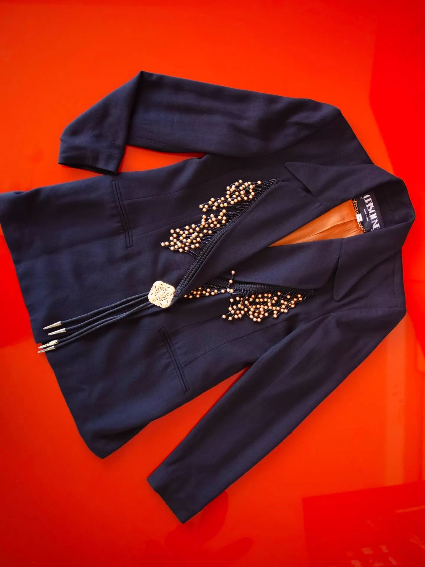 Vintage NY Vintage Woven Tassel Blazer (USA, Jeweled Buttons) Size S / US 4 / IT 40 - 7 Thumbnail