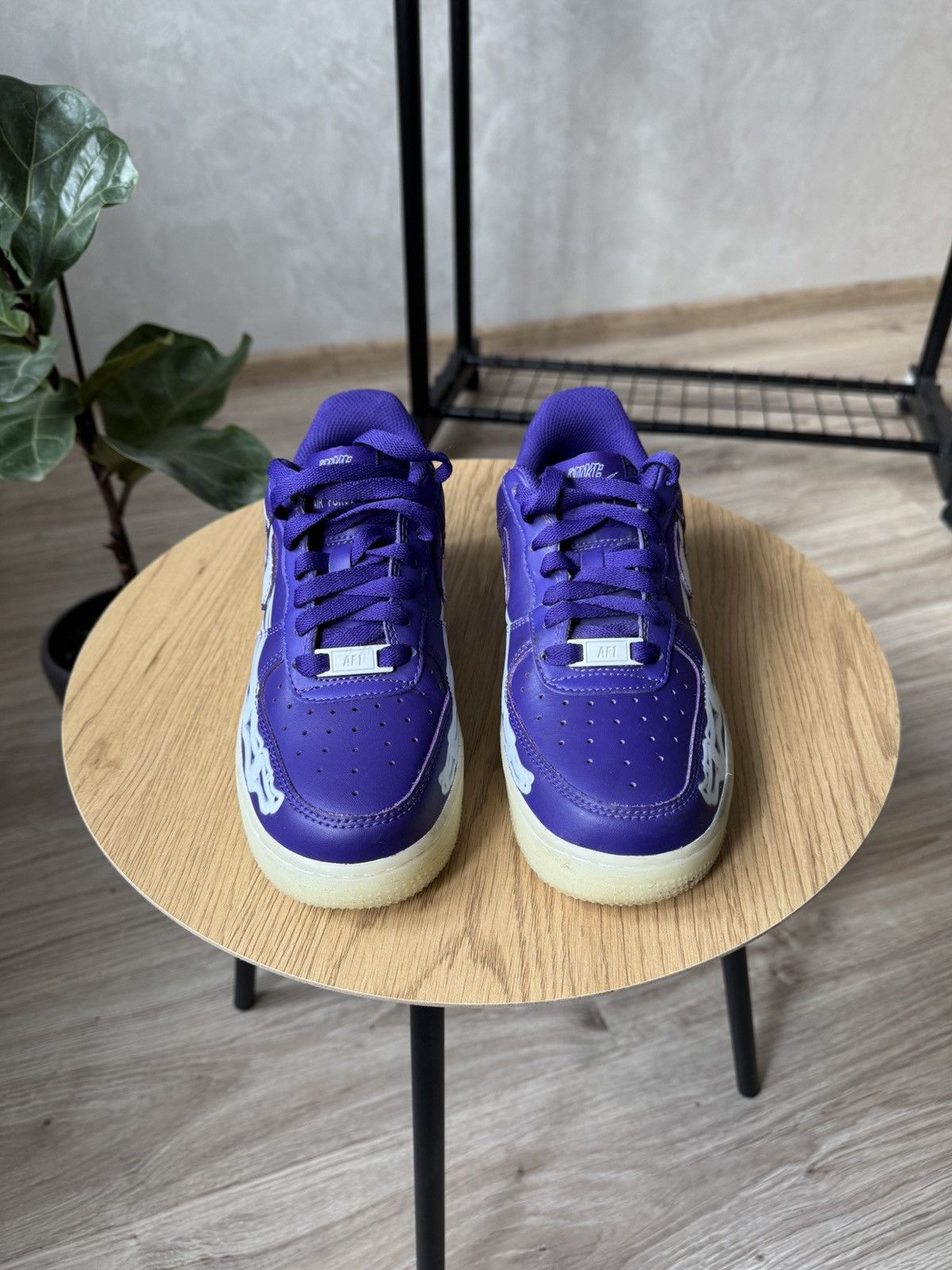 Nike Nike Air Force 1 Purple Skeleton Halloween Low Top Sneakers Size US 5.5 / IT 35.5 - 6 Thumbnail